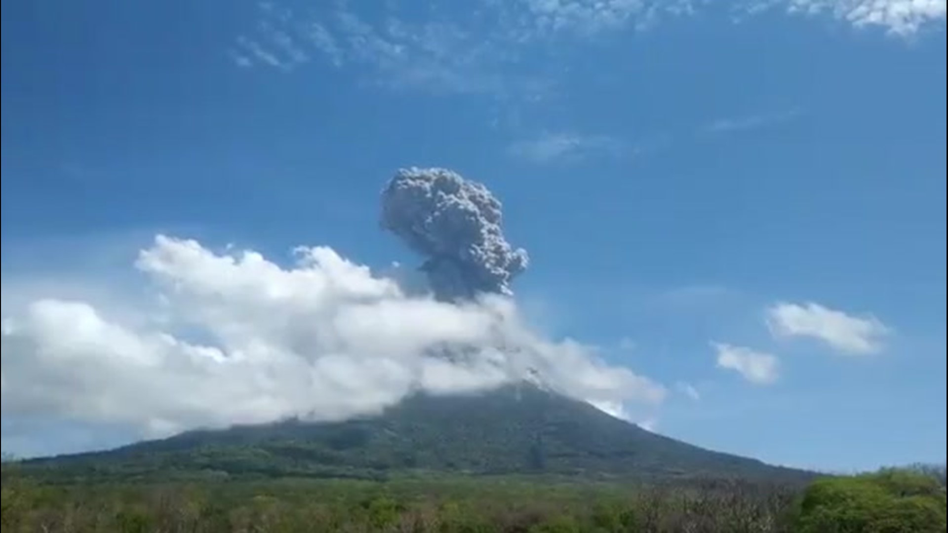 Indonesia's Lewotolo volcano spewed ash and debris thousands of feet into the sky as it erupted on Nov. 29.