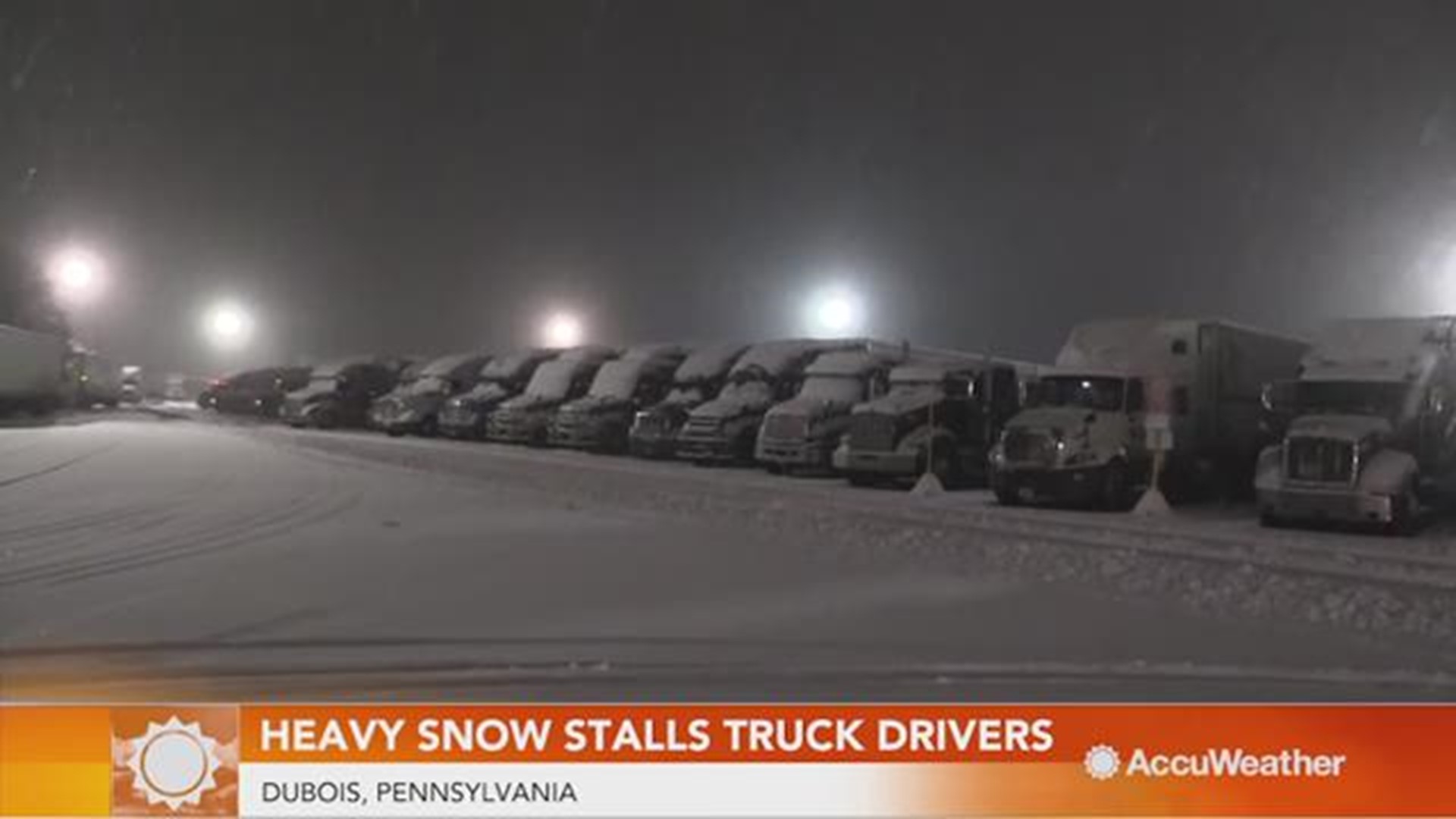 Road conditions were so bad from the major winter storm that truck drivers in DuBois, Pennsylvania were ordered to stay off the roads and find shelter.