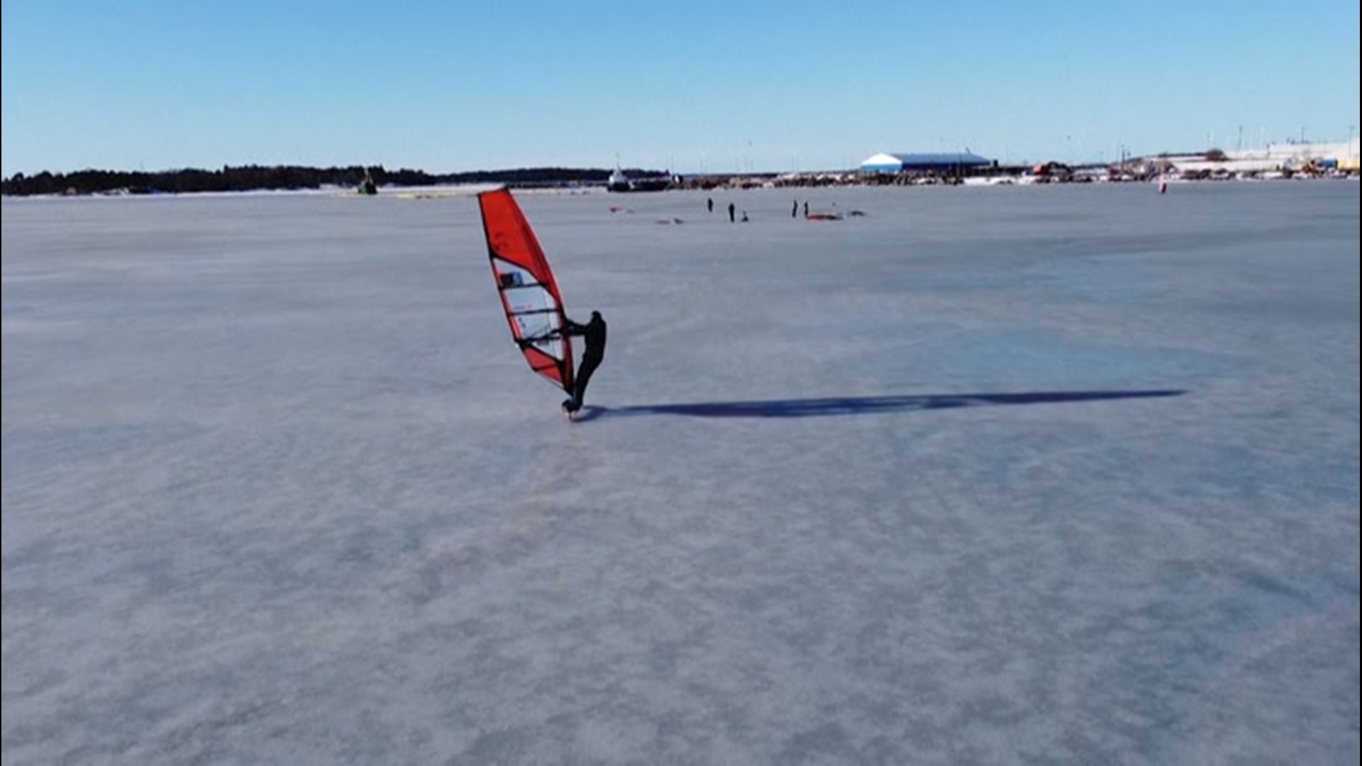 Using homemade gear, a group of windsurfers headed out onto the frozen Baltic Sea in Helsinki, Finland, on Feb. 28, to take advantage of strong winds.