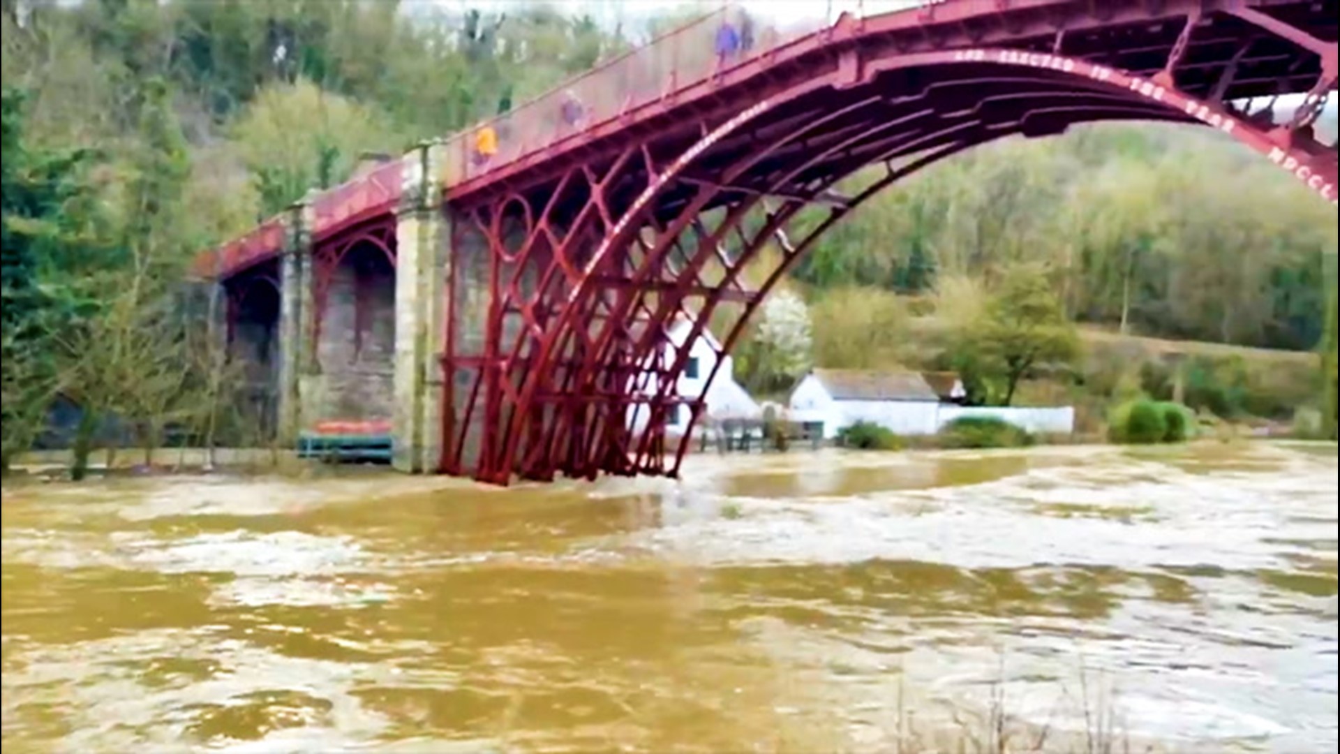 People in the town of Ironbridge, England, were evacuated on Feb. 26 as the River Severn breached flood barriers.