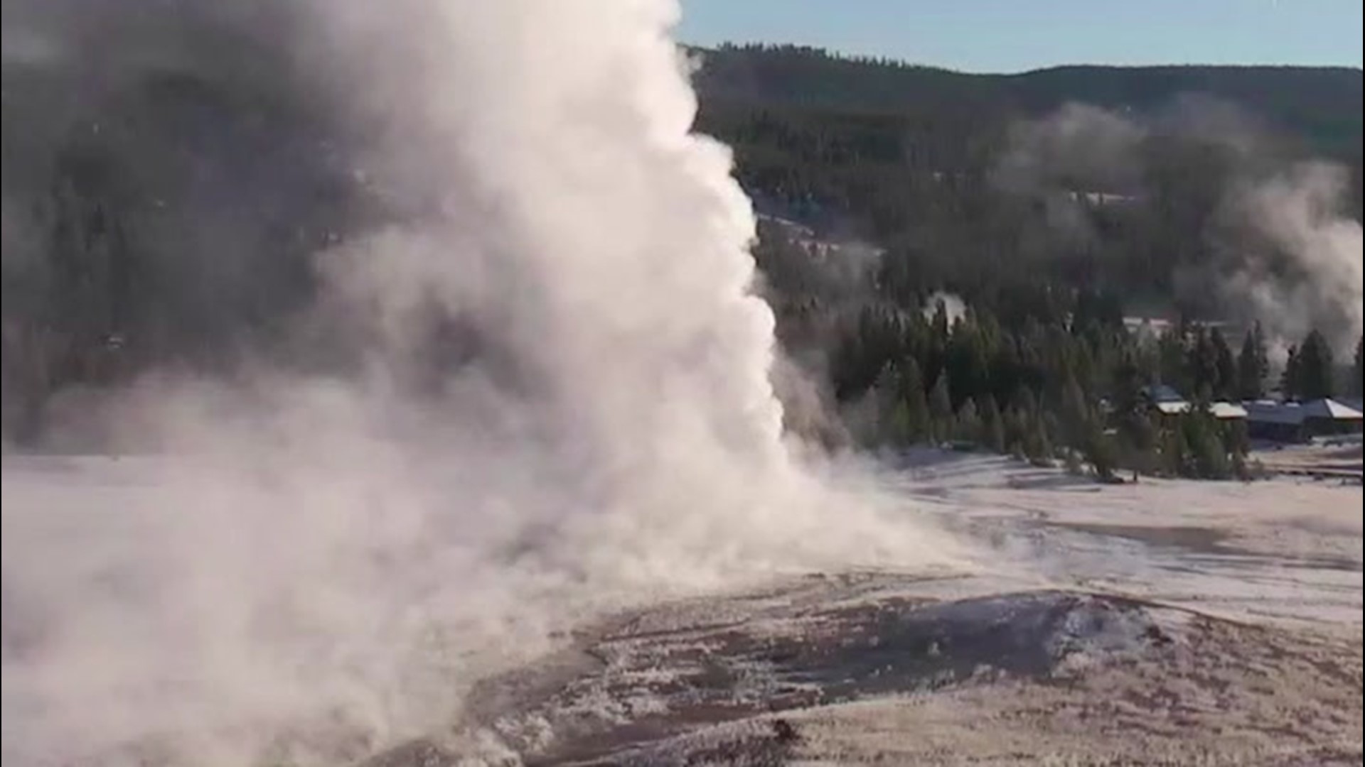 Temperatures in Yellowstone National Park, Wyoming, were below zero degrees Fahrenheit on Oct. 23. Steam from Old Faithful rose, even when it wasn't erupting.