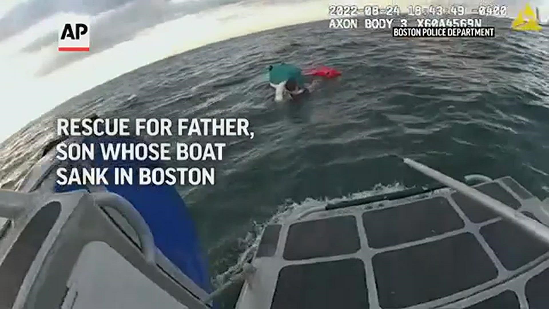 Boston police save father, son found floating in Boston Harbor
