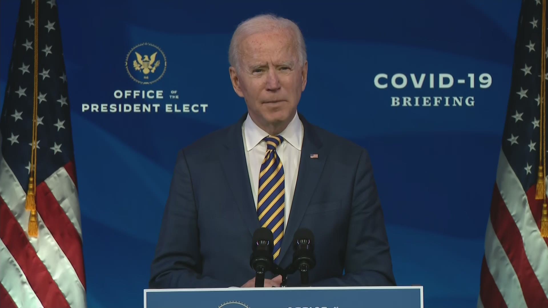 President-elect Joe Biden delivered remarks Tuesday discussing the ongoing coronavirus pandemic and the slower-than-expected rollout of vaccines.
