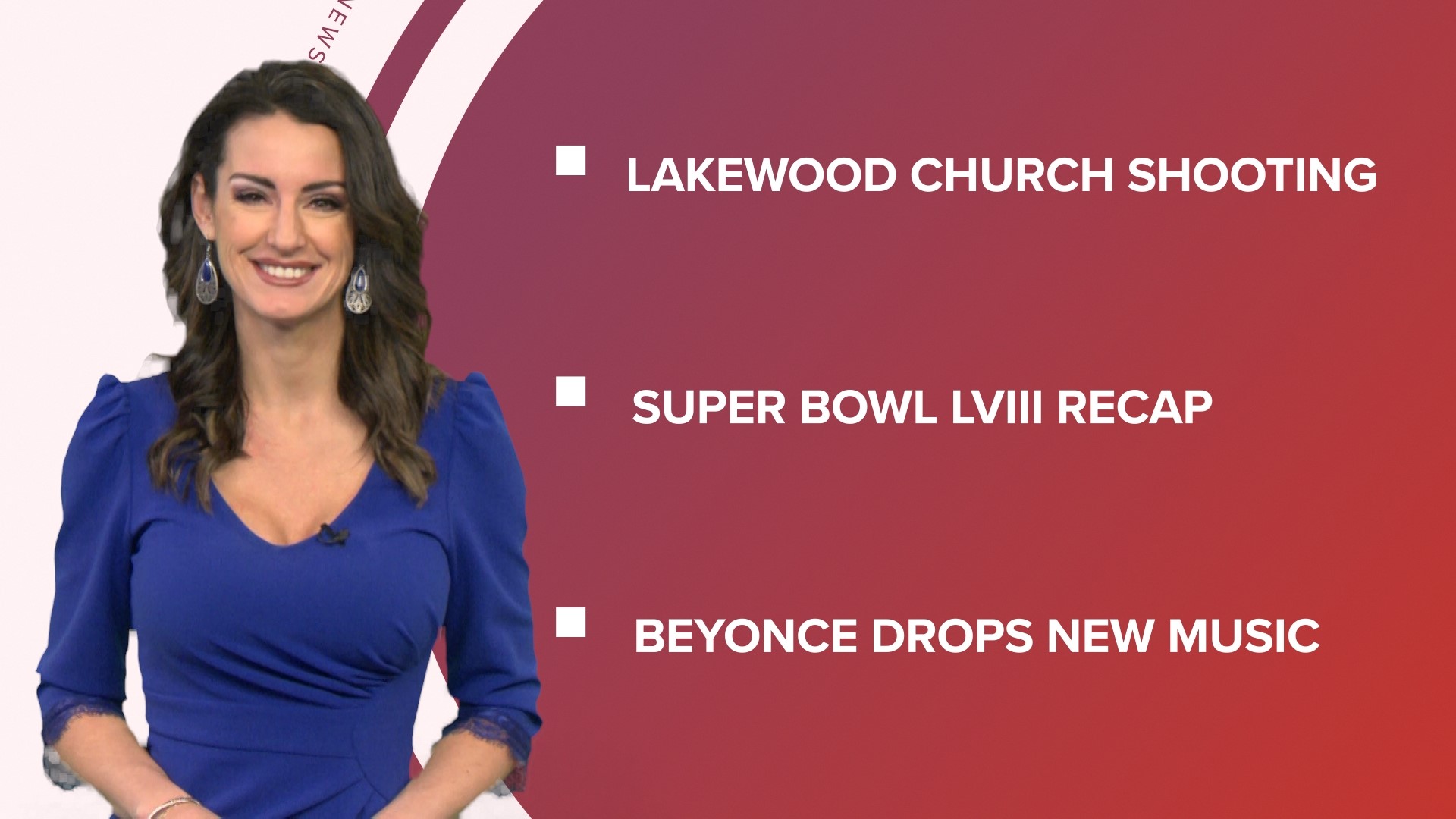 A look at what is happening in the news from a shooting at a Houston megachurch to Super Bowl LVIII and everything around the big game.