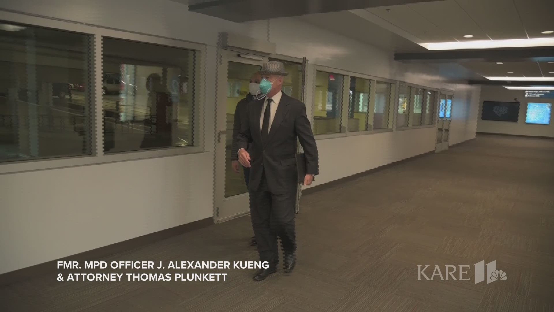 Former Minneapolis officers J. Alexander Kueng and Thomas Lane arrive in court with their attorneys ahead of a hearing in the death of George Floyd.