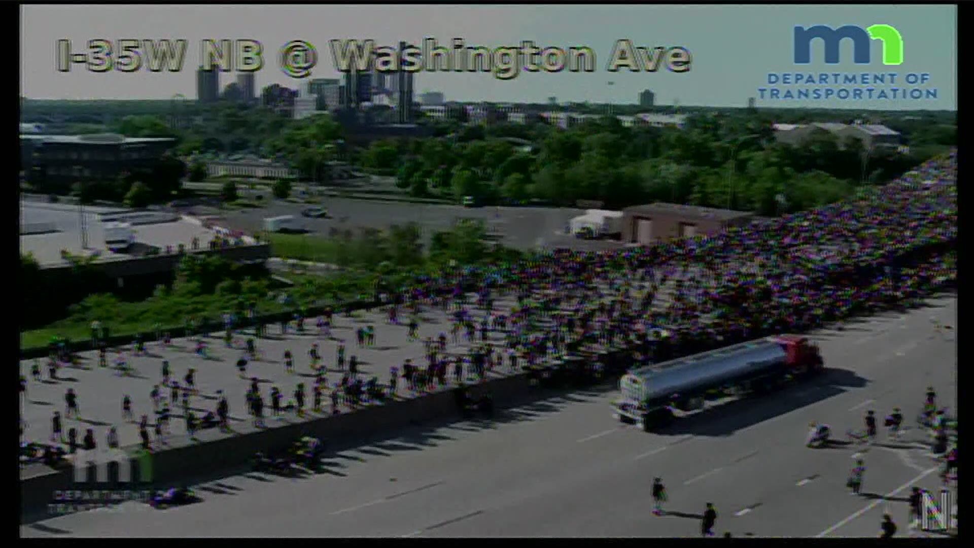 A semi truck was seen on MnDOT traffic cameras driving into a crowd of peaceful protesters on Interstate 35W Sunday at about 6 p.m.