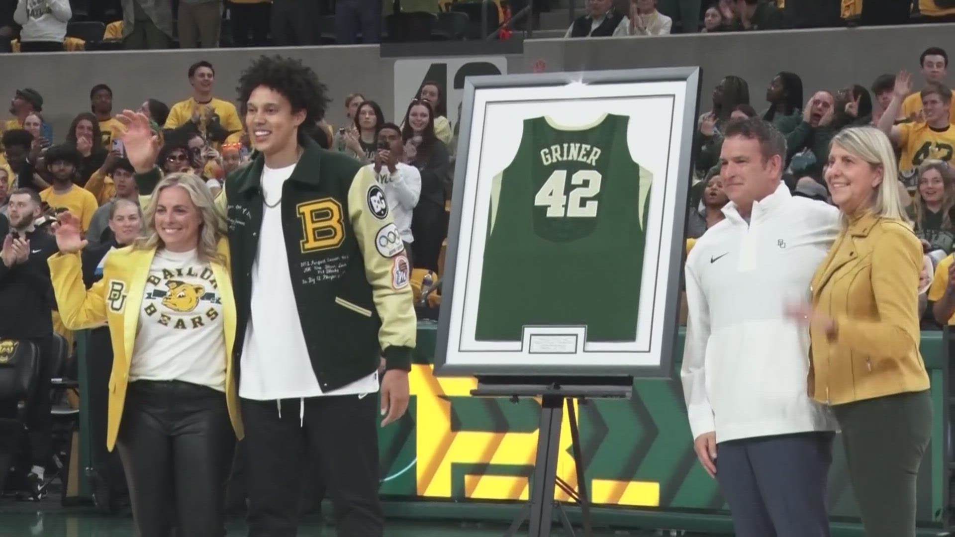 Brittney Griner's jersey retired by Baylor University Waco, TX