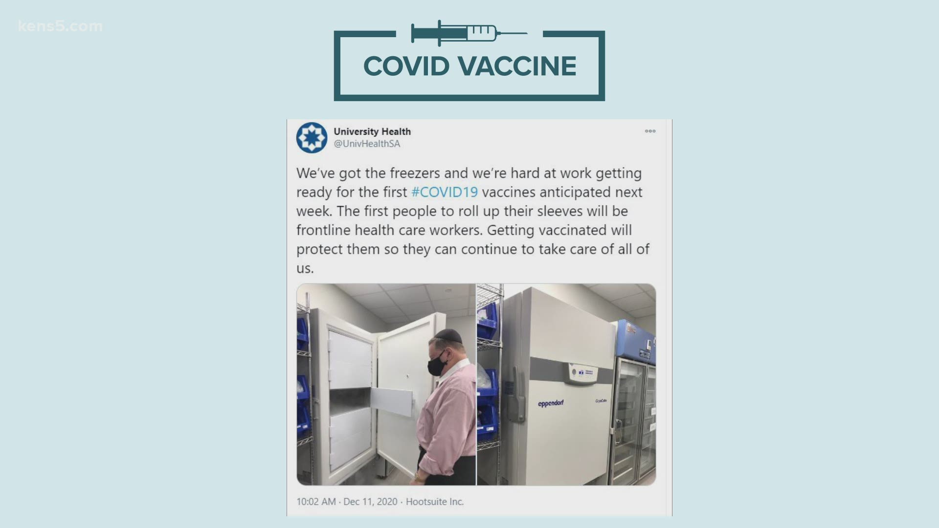 Hospitals in Bexar County are waiting for their first rounds of the COVID-19 vaccine to arrive. More on the plan to begin the vaccine effort in SA.