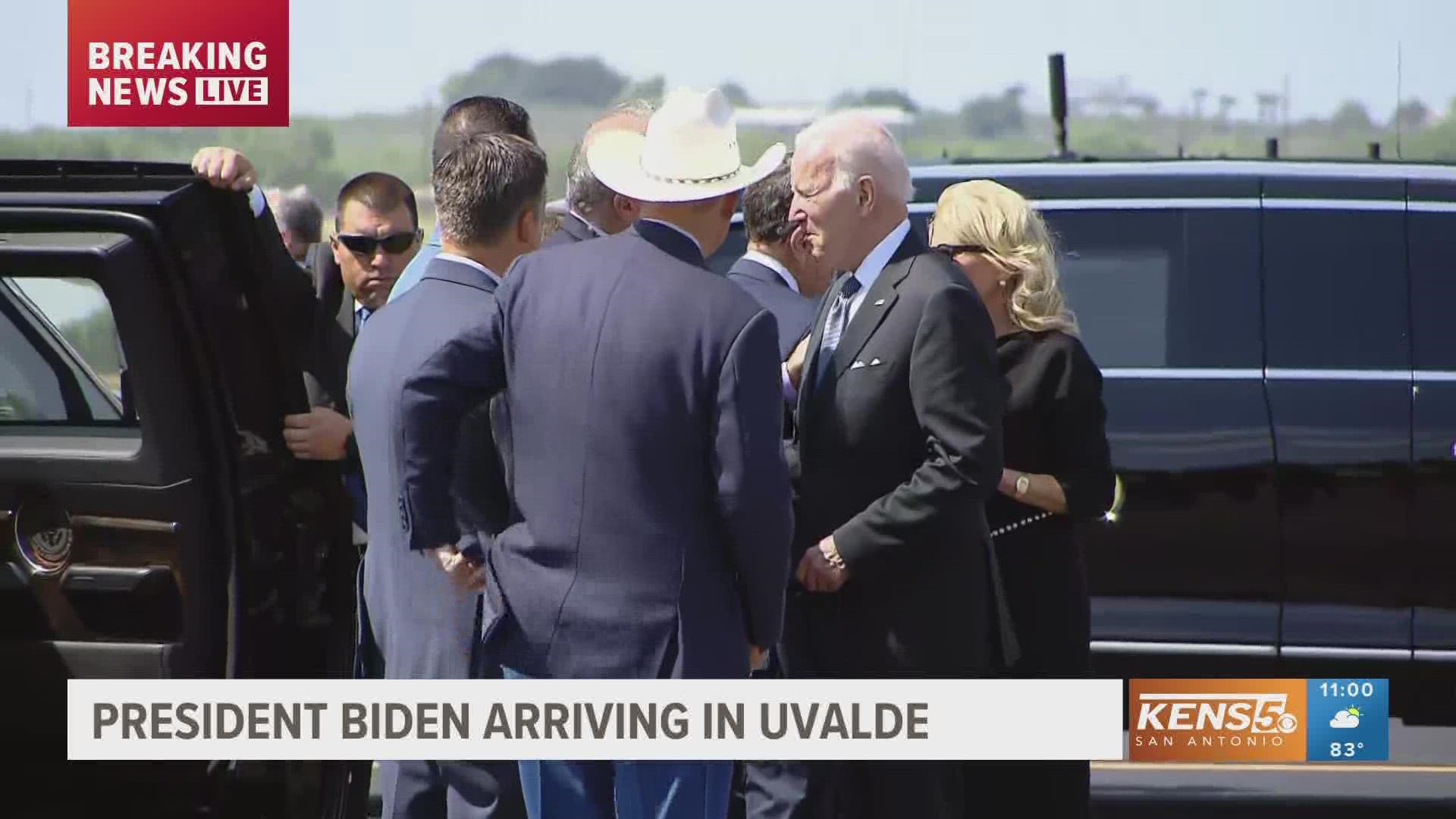 The president is meeting with the community, religious leaders and victims' families after a gunman killed 21 people at Robb Elementary School.