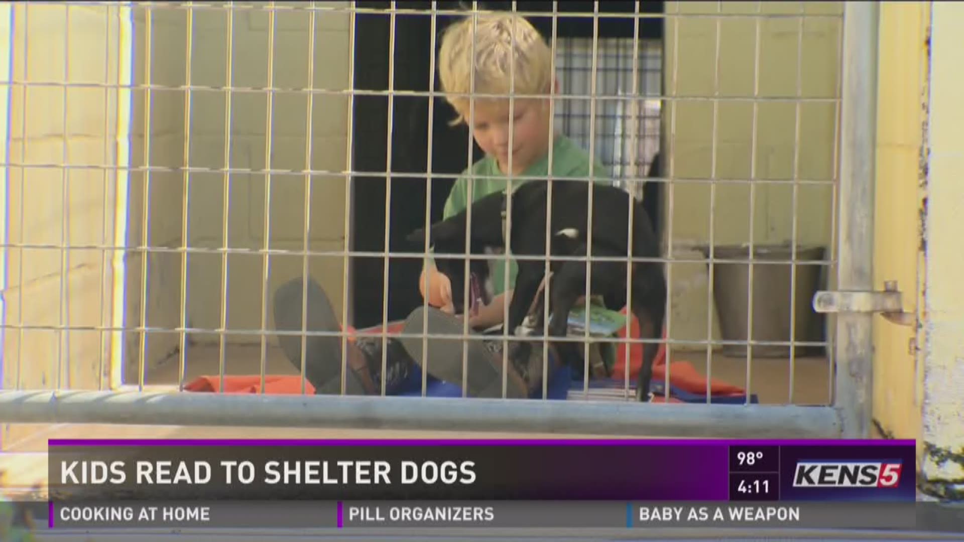 Kids read to shelter dogs