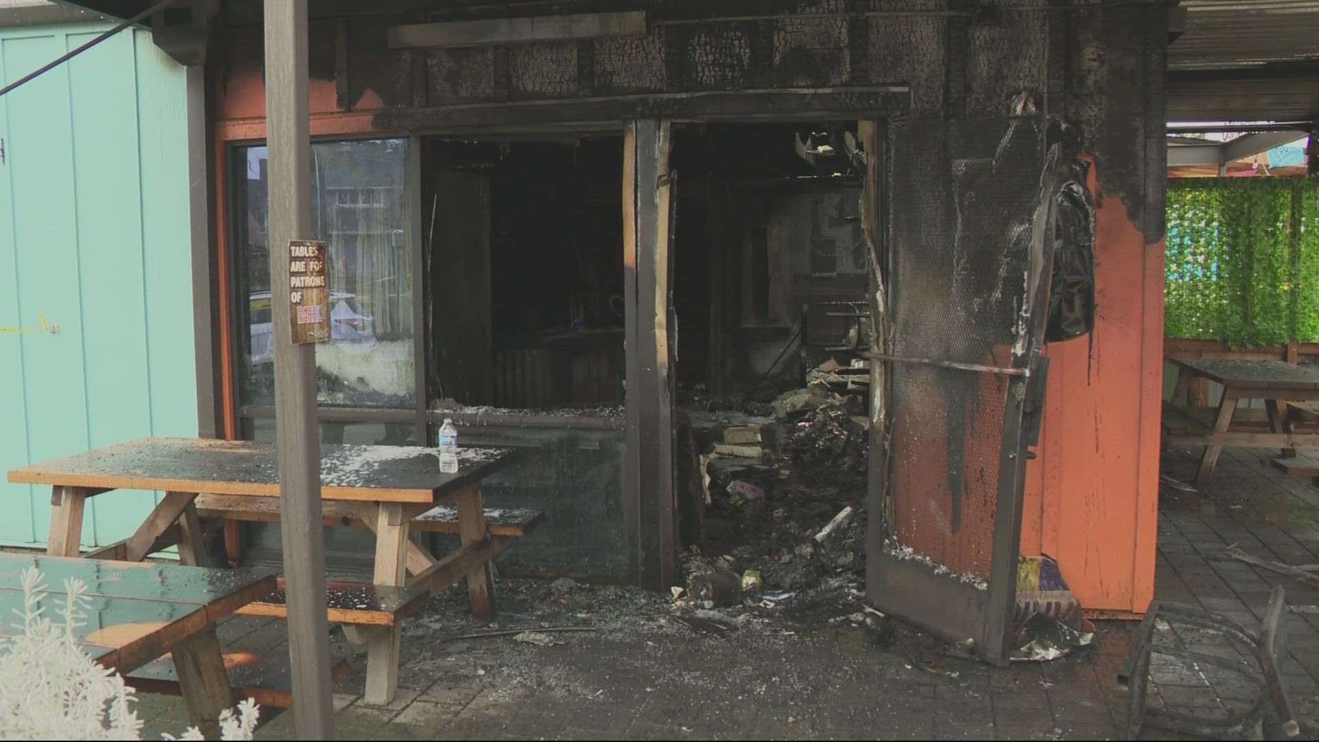 A fire at Portland Mercado broke out Wednesday morning destroying the building and leaving many of the food cart pods without electricity.