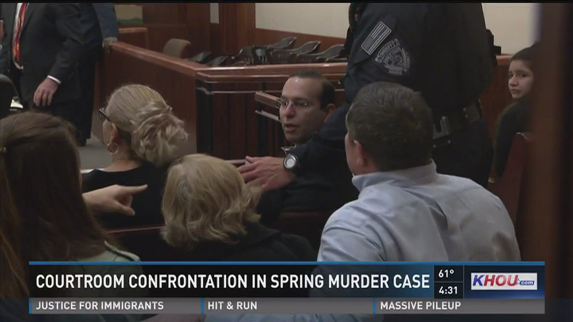 Murder suspect Hector Campos who killed his neighbor Ana Weed over her small dog, had a courtroom confrontation with the victim's family.