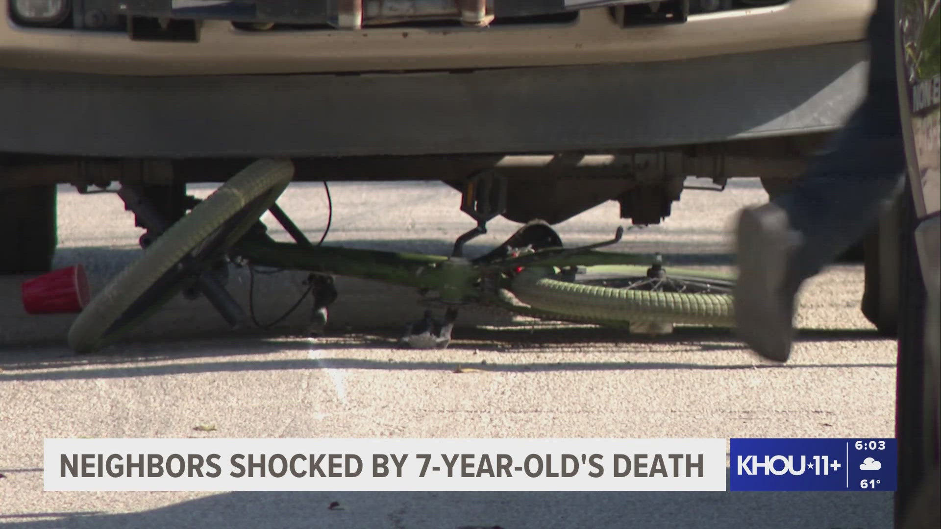 Neighbors say they heard the boy's bike scraping under the truck that fatally struck him on Thanksgiving morning.