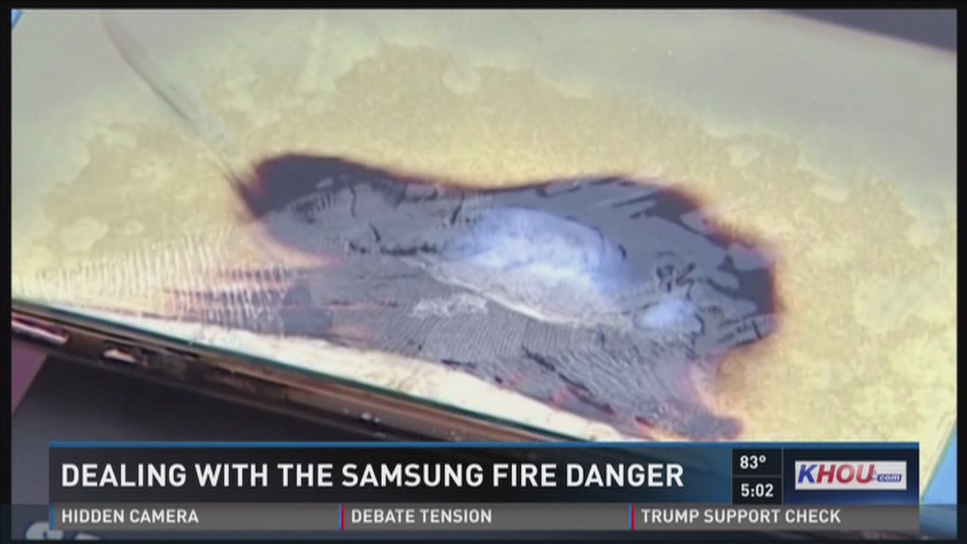 A Houston man's burning cell phone is at the center of the Samsung investigation.