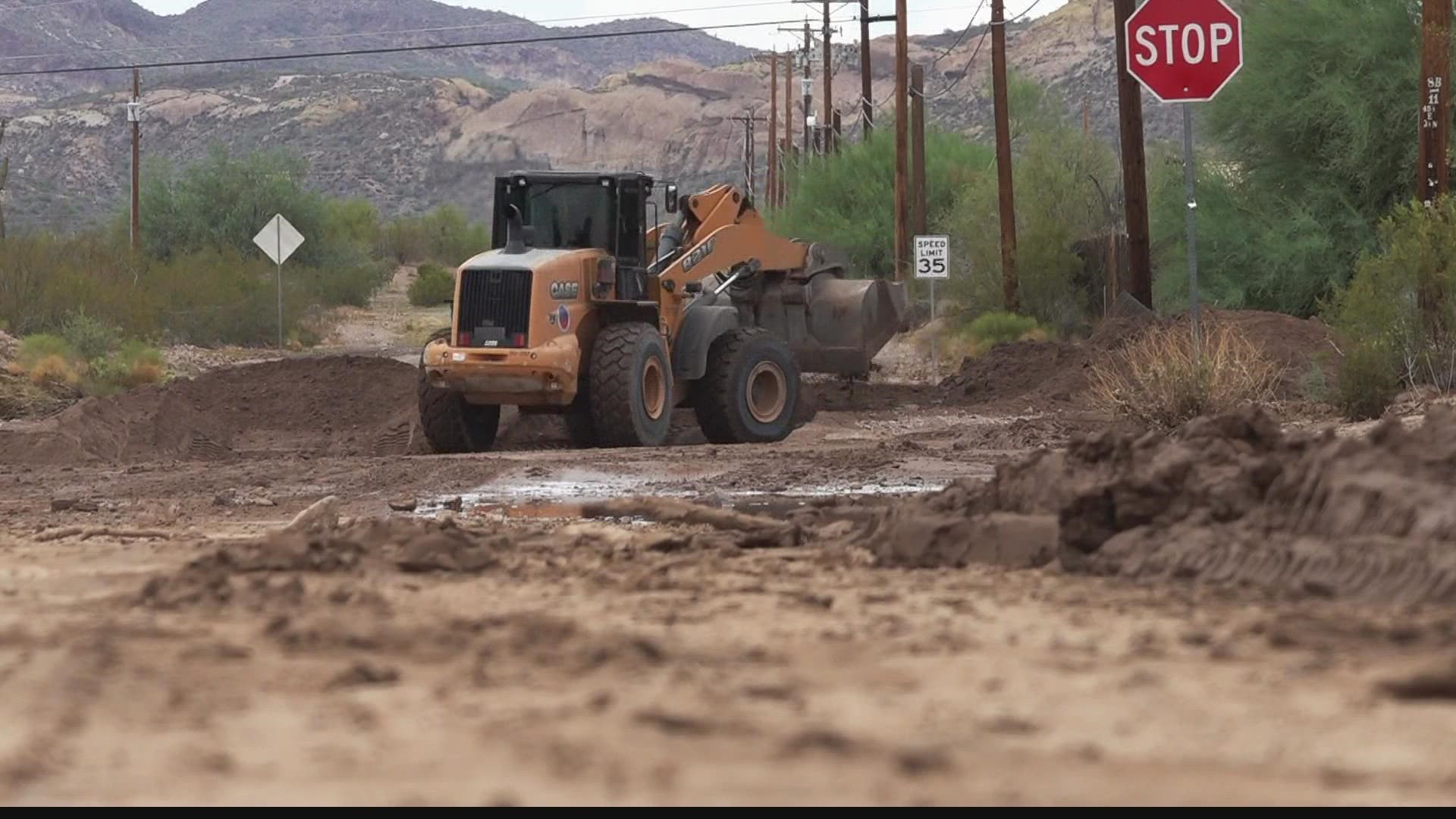 Monsoon rains and flooding left heavy damage in Apache Junction. Residents in the area have spent Friday cleaning up the mess left by the storms.