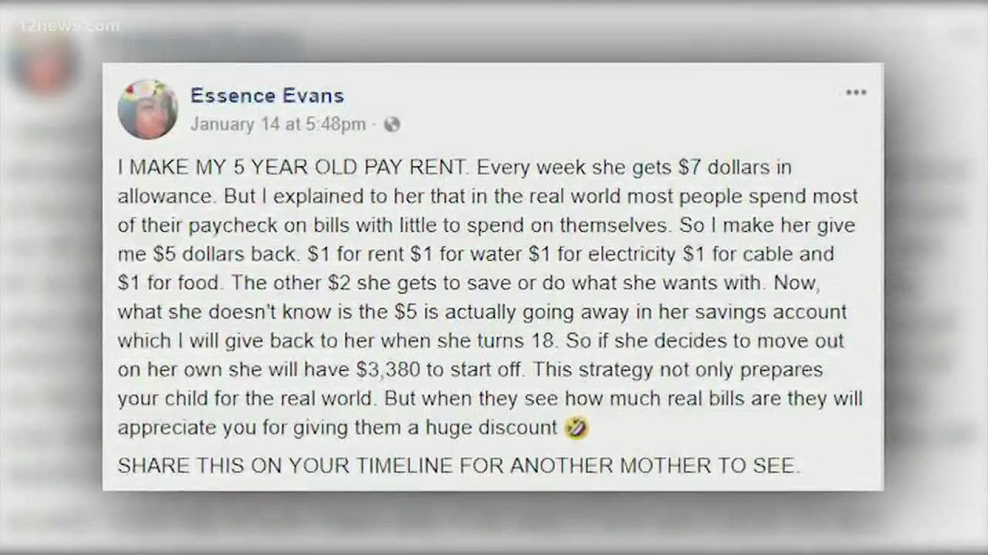 A mom received a mixed response from social media for her unique way of parenting her 5-year-old for real-world spending.