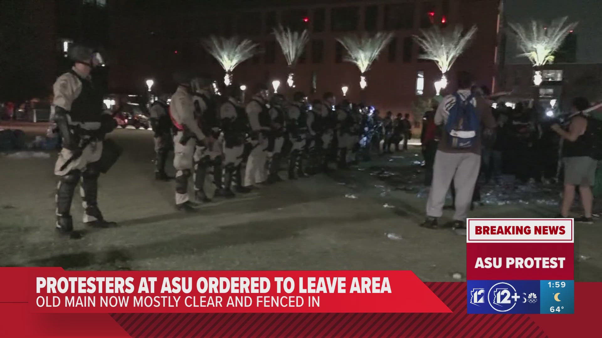 Arizona law enforcement declared a protest at ASU an unlawful assembly, marched in, broke it up and took many people into custody. Here is a recap of what happened.