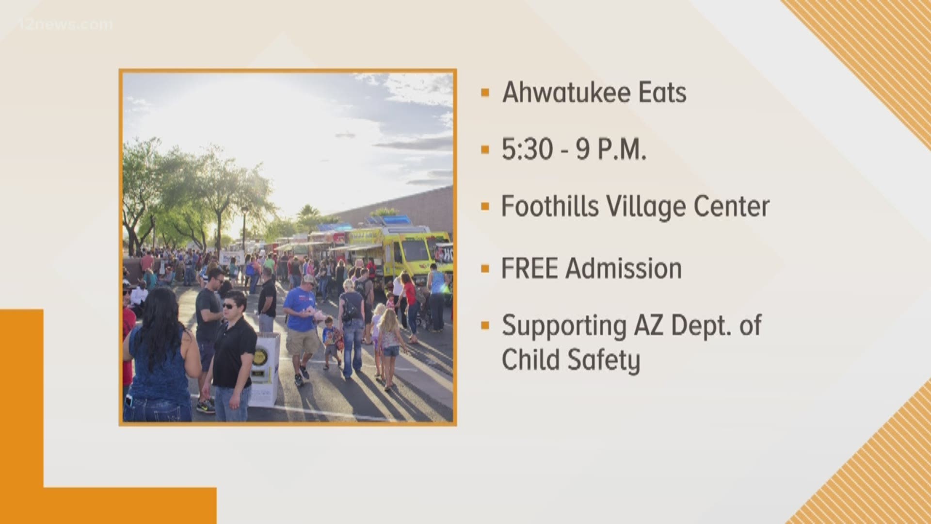 A night of mouth watering gourmet eats from 15 food trucks at Ahwatukee Foothills Village Center is giving back and has other family friendly fun for free.