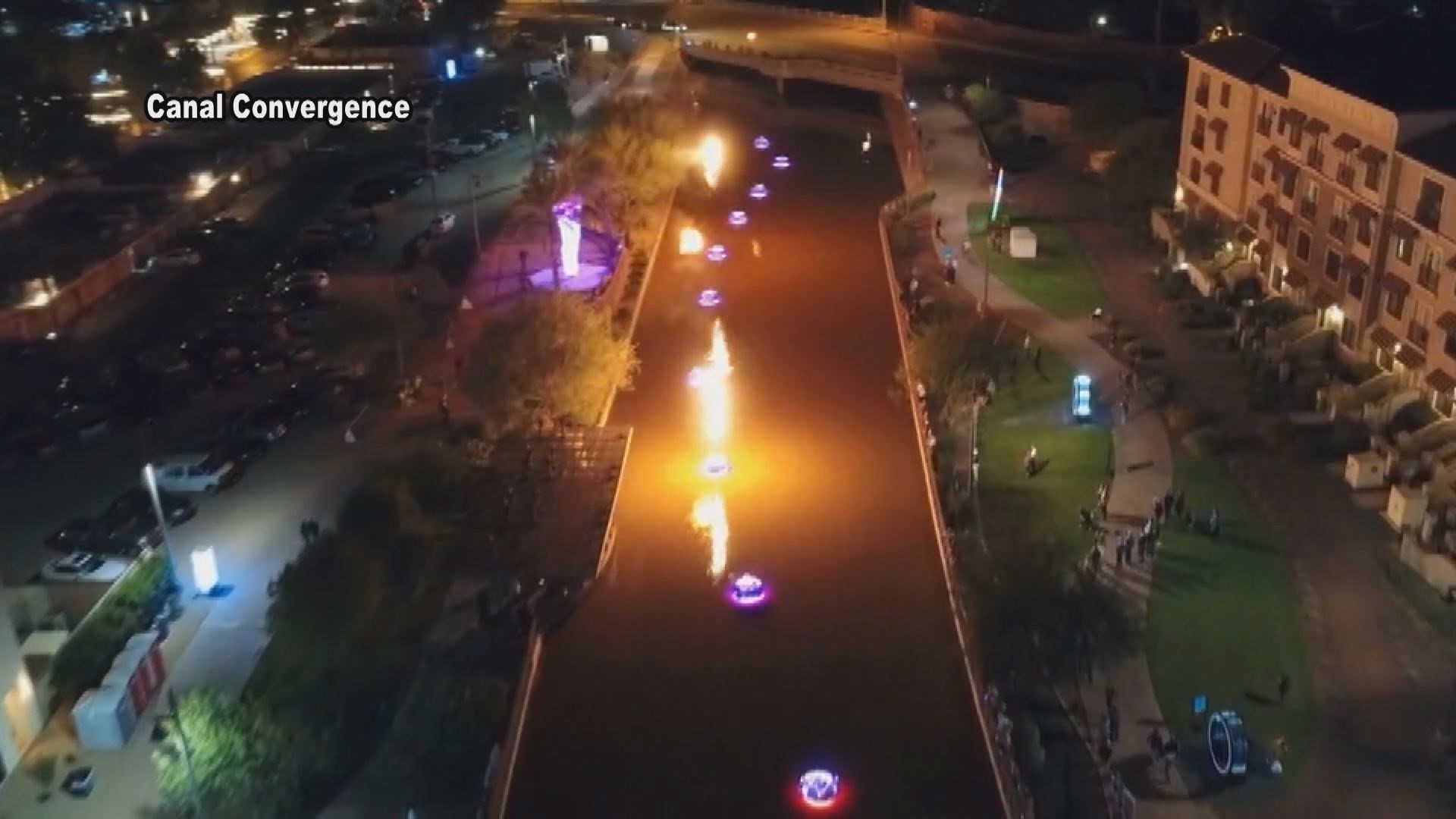 Canal Convergence happening along Scottsdale's historic waterfront with fire and ice show, gigantic butterflies and glow in the dark paint.