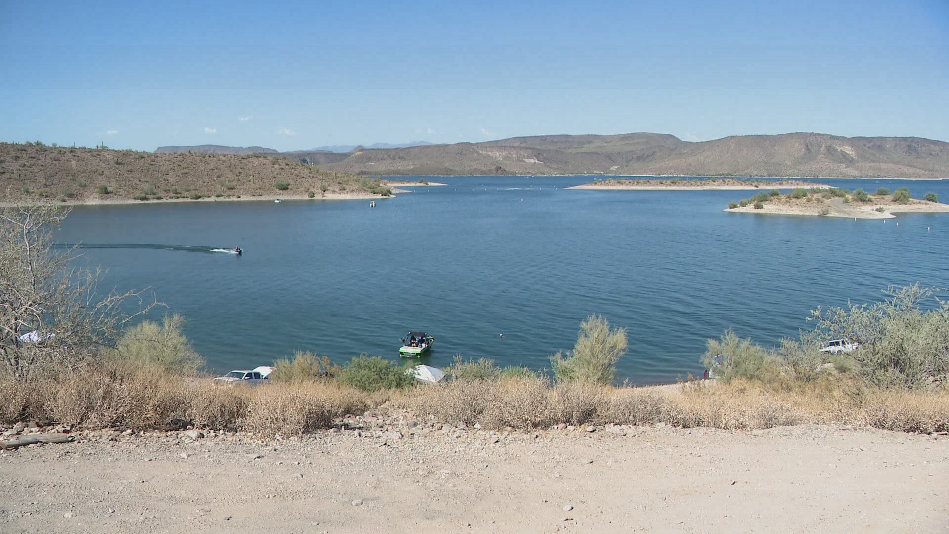 The sheriff's office said the man and his 5-year-old cousin both had to be pulled from the water Sunday afternoon. The child has been released from the hospital.