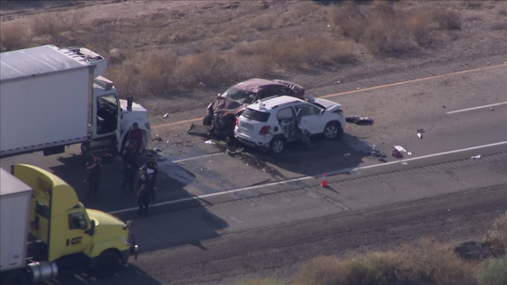 The westbound lanes of Interstate 10 near milepost 167 are closed due to the crash.