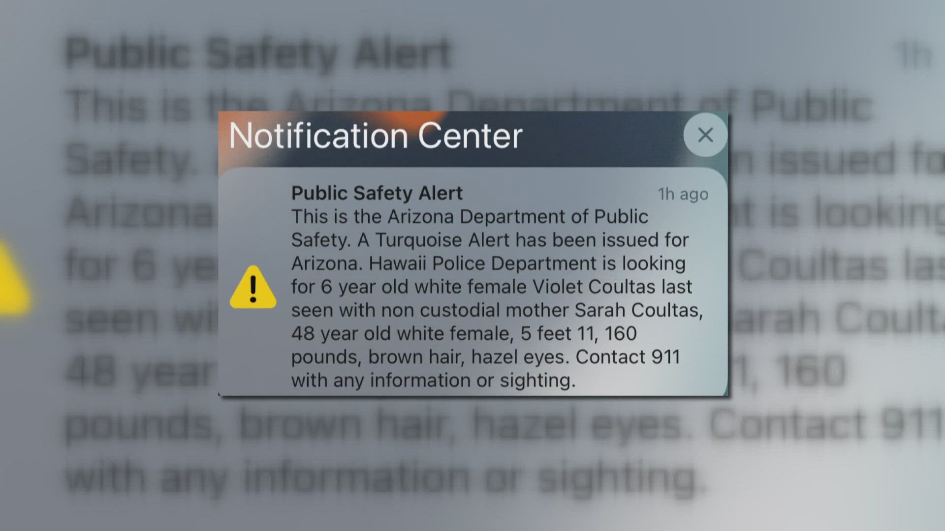 Hawaii police were looking for a missing 6-year-old girl and a Turquoise Alert was issued. The girl was found in Arizona.