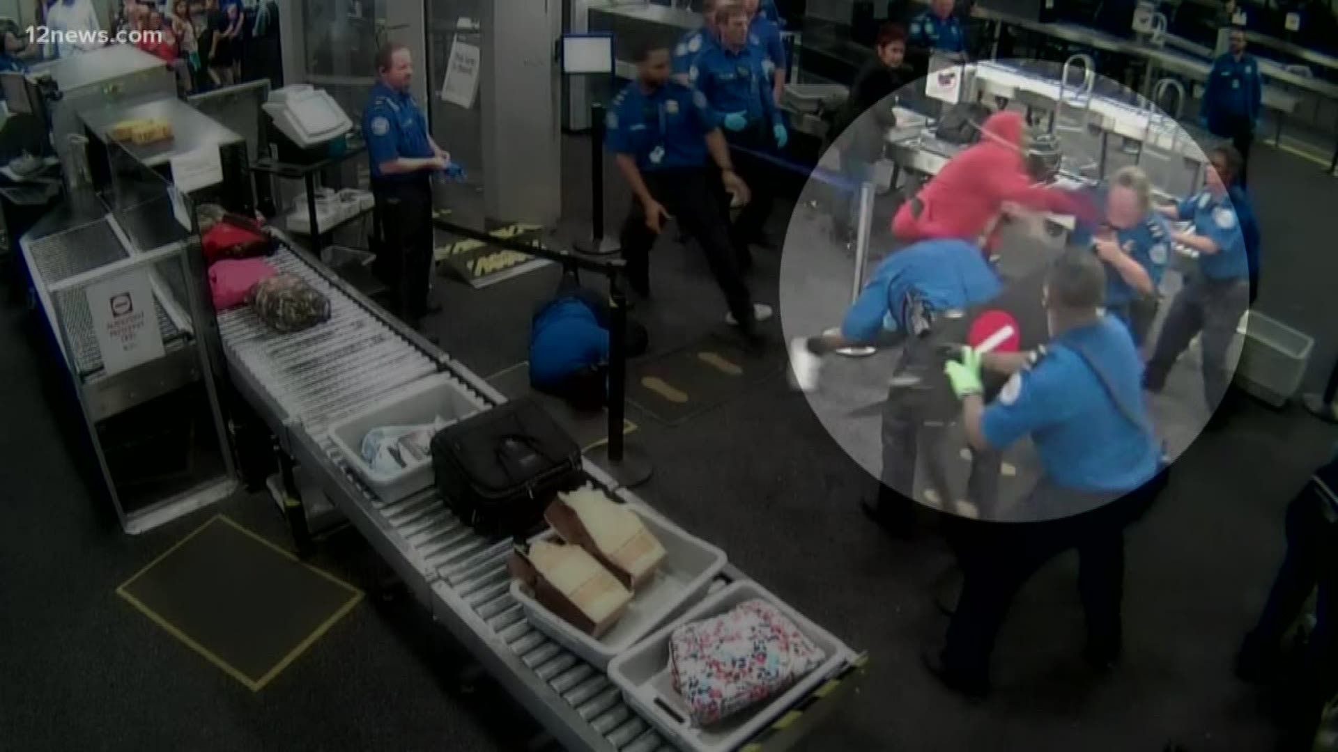 Newly released video shows a man rushing through a security checkpoint and attacking several TSA officers. The union representing TSA says the airport needs better protection.