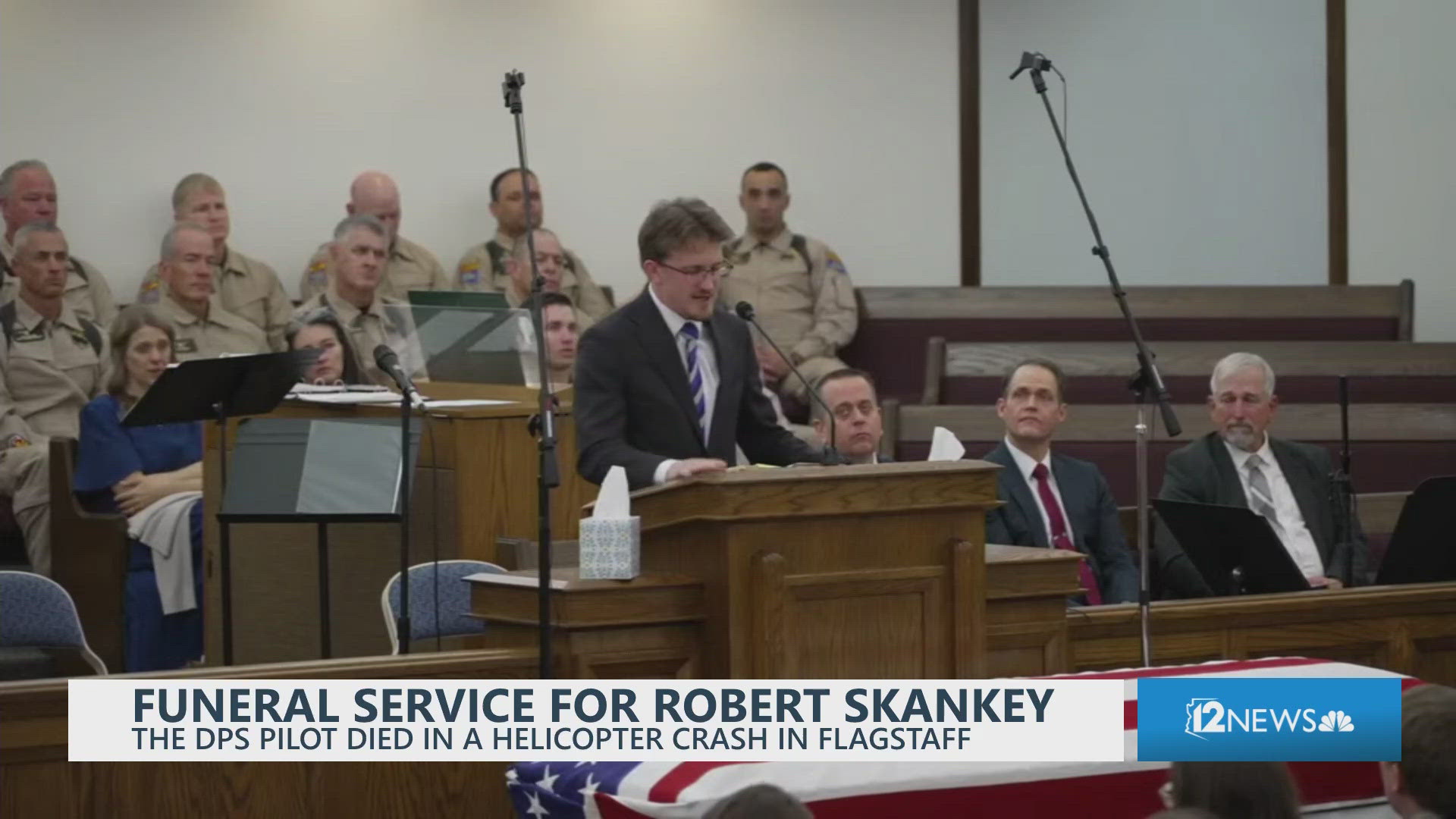 Gov. Hobbs, family members speak at fallen DPS Pilot Robert Skankey's ...