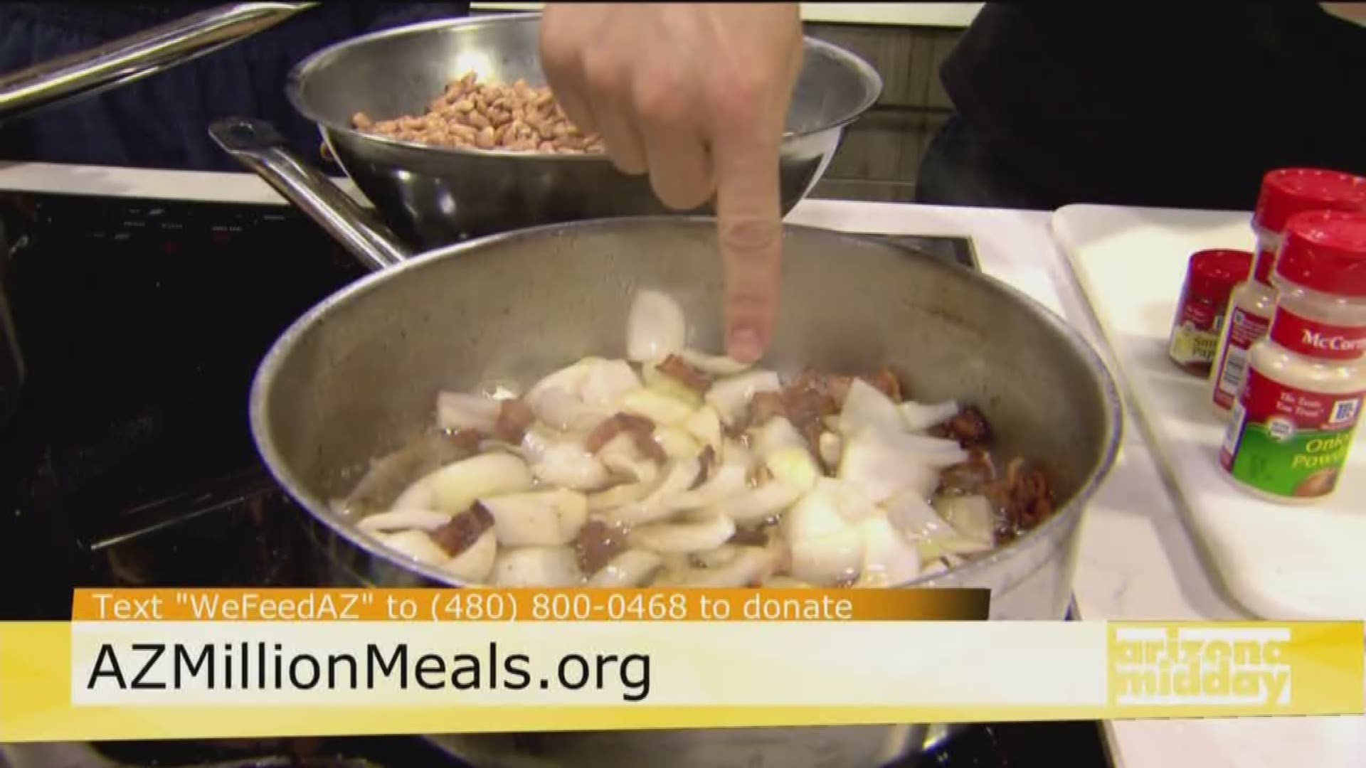 Chef Matthew Jordan shows how to turn non-perishables into a culinary masterpiece using boxes from United Food Bank as they kick off their "Summer of a Million Meals."