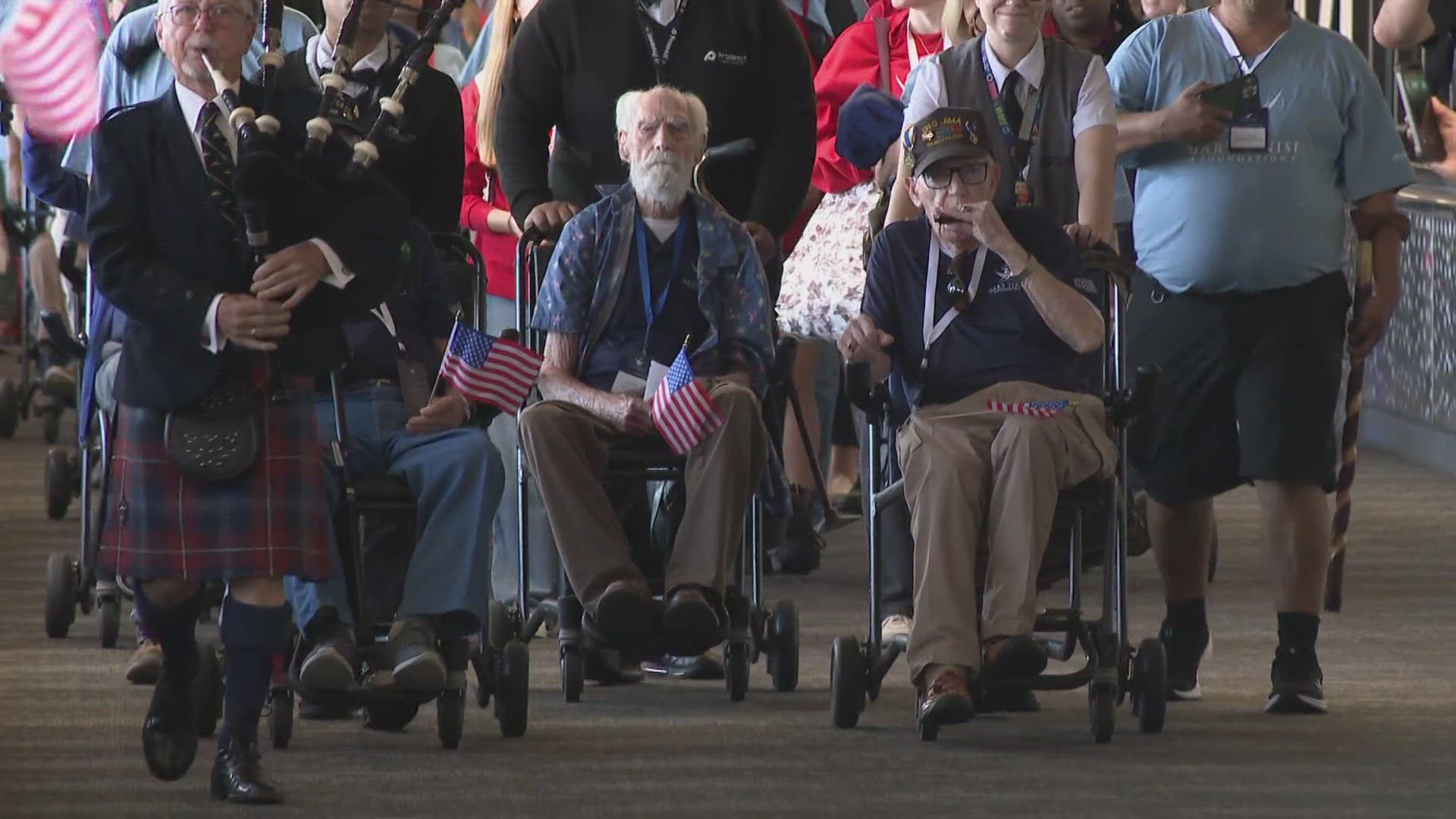 The group is traveling to visit the National WWII Museum on a trip made possible through a partnership between American Airlines and the Gary Sinise Foundation.