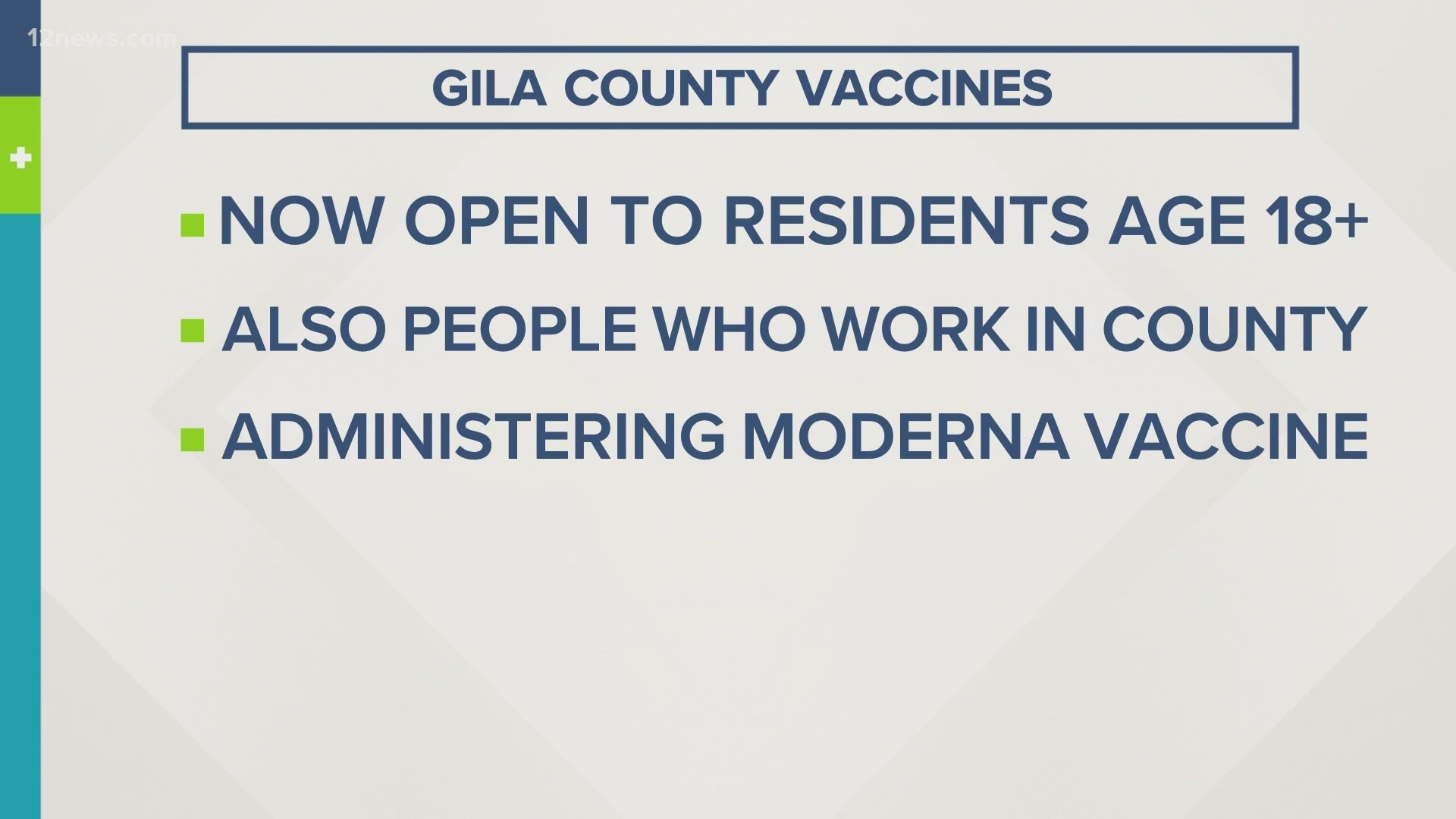Gila County is making the Moderna COVID-19 vaccine available to all of the adults living in the county of 54,000 people.