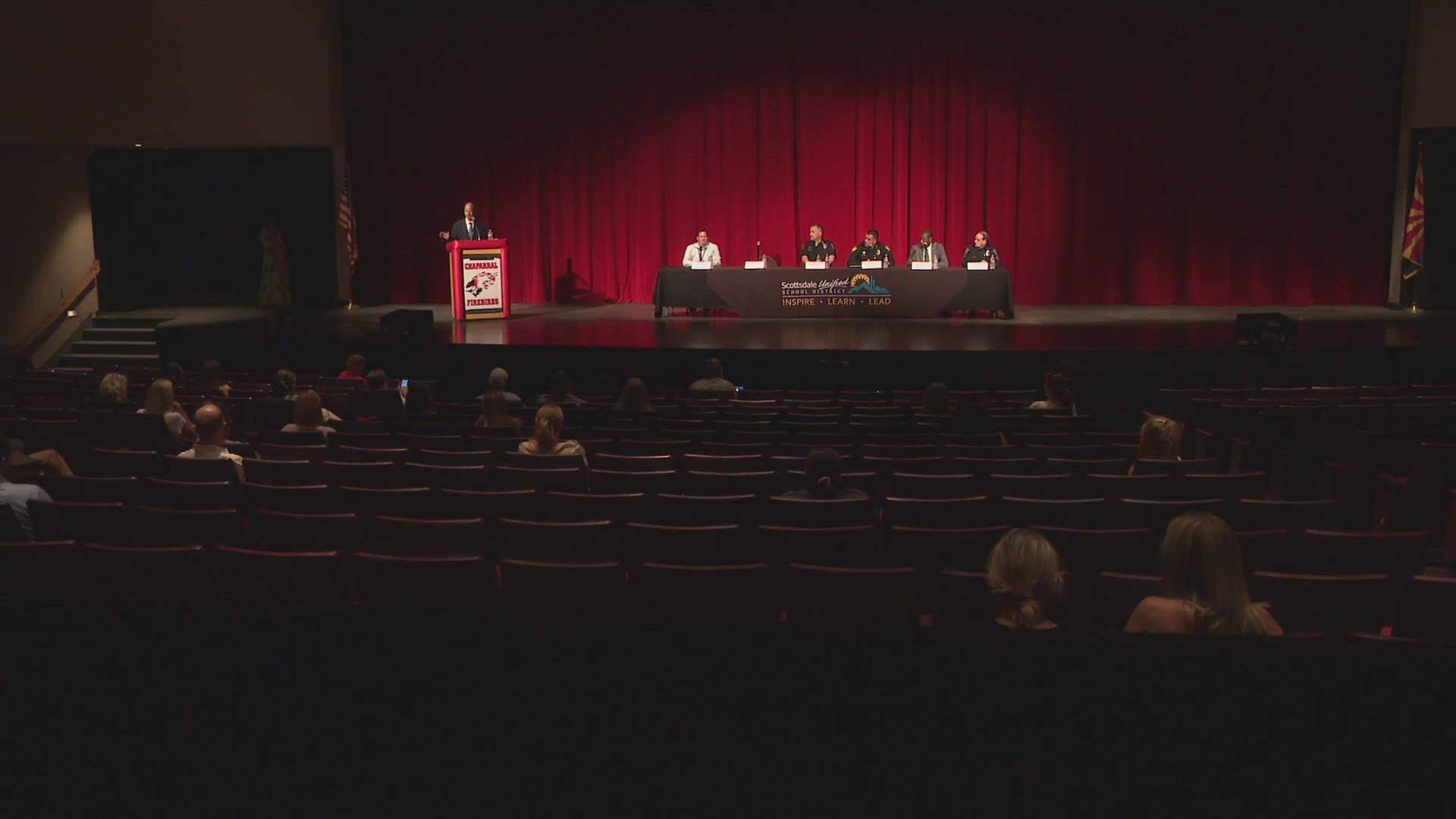 Officers from multiple agencies met at Scottsdale Unified School District to discuss a recent uptick in school shooting threats.