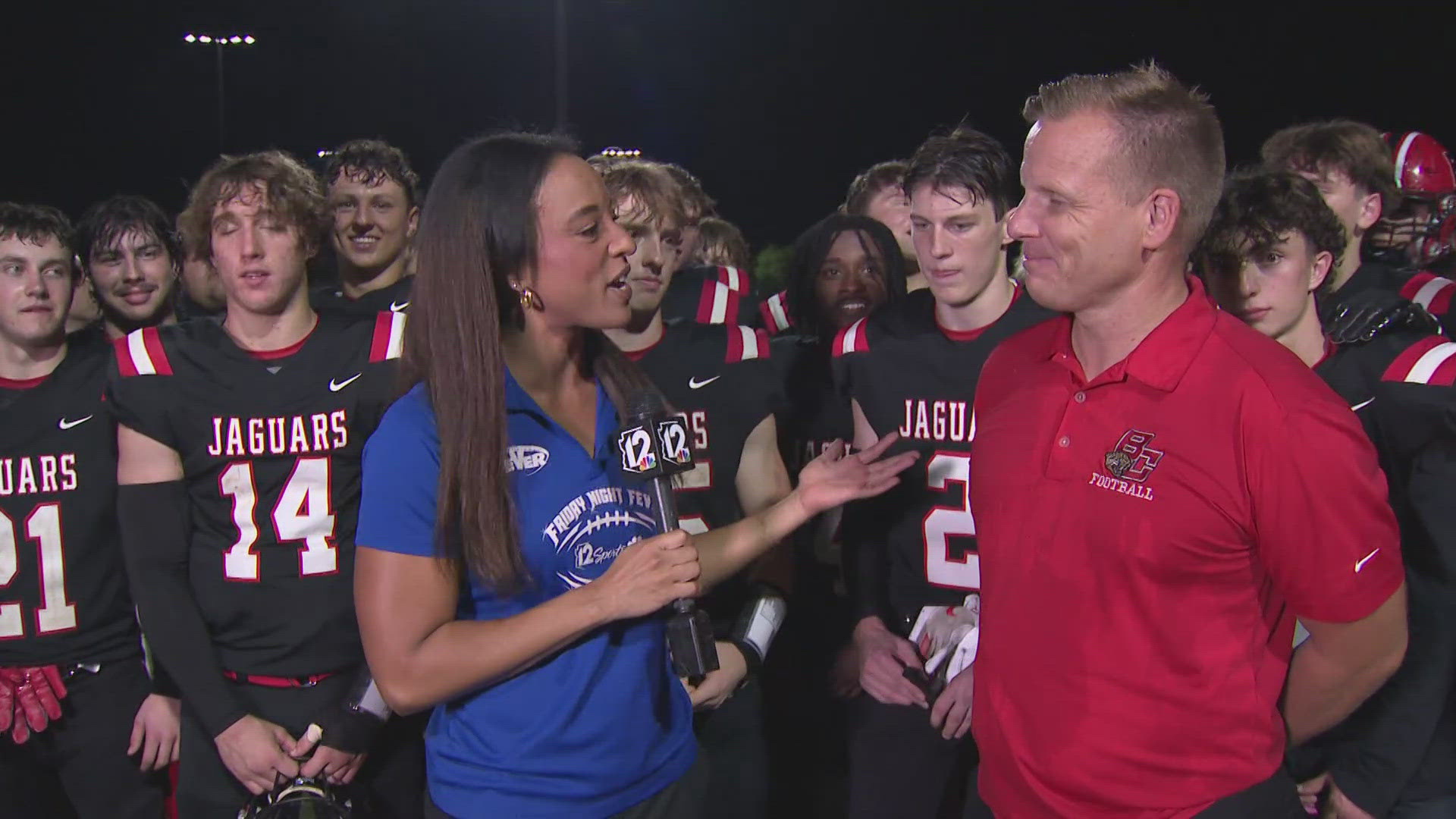 12Sports journalist Lina Washington spoke with Boulder Creek head coach Josh Bahr after his Jags beat Mountain Ridge on Friday night.