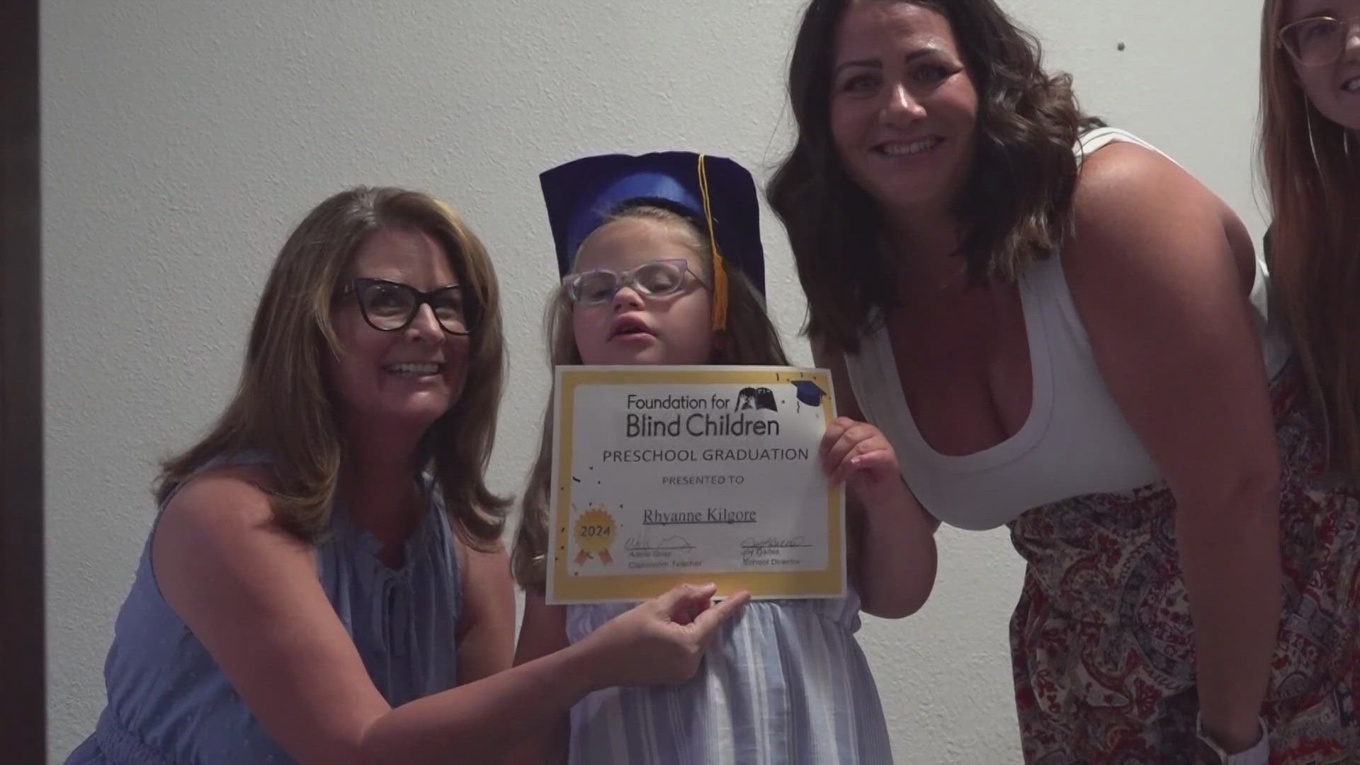 Kim Kilgore said her daughter wasn't walking or talking at age 3. Two years later, she's walking independently and just graduated from preschool.