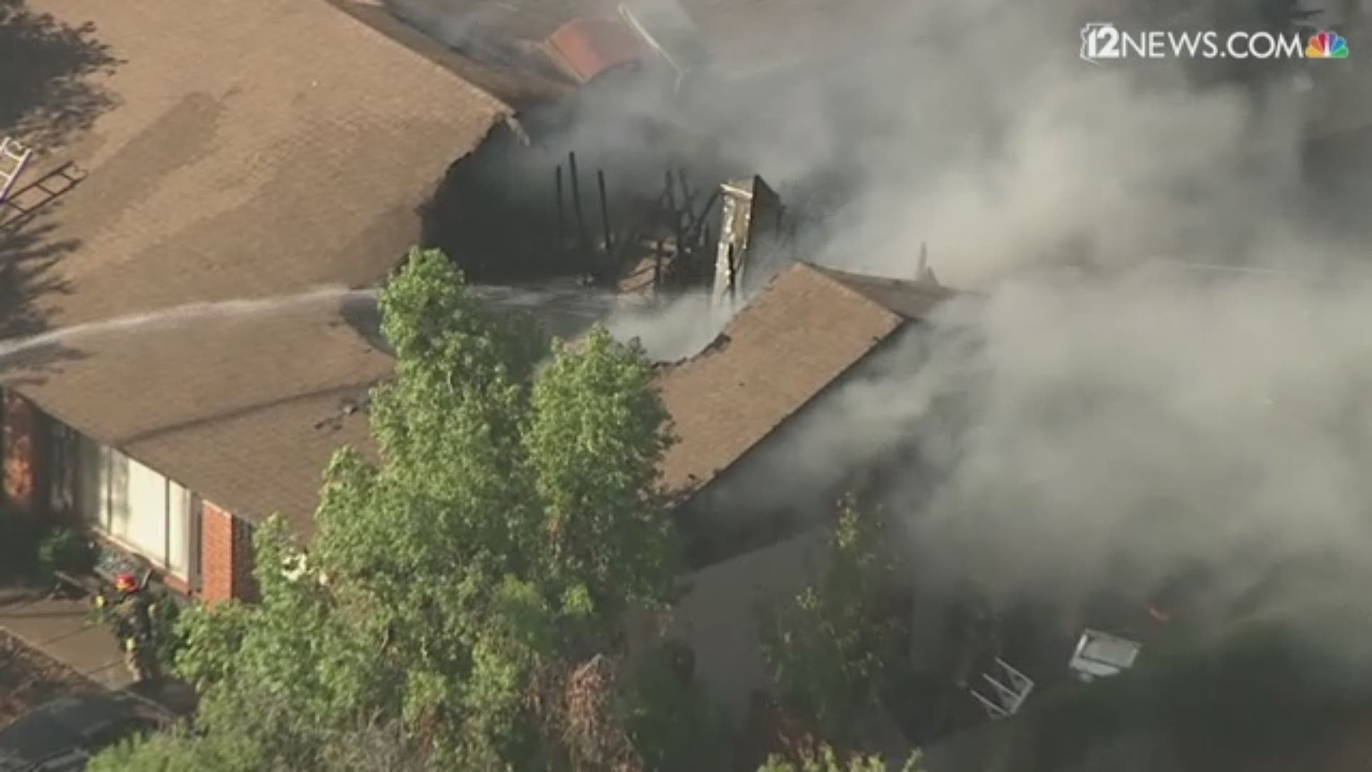 Tempe, Mesa and Chandler fire crews responded to a house fire that displaced 3 people Friday morning near Guadalupe Road and McClintock Drive in Tempe.