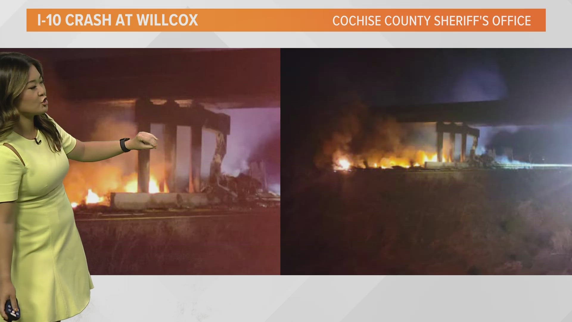 The driver of the semi-truck was pronounced dead at the scene after the vehicle became fully engulfed in flames, Arizona Department of Public Safety troopers said.