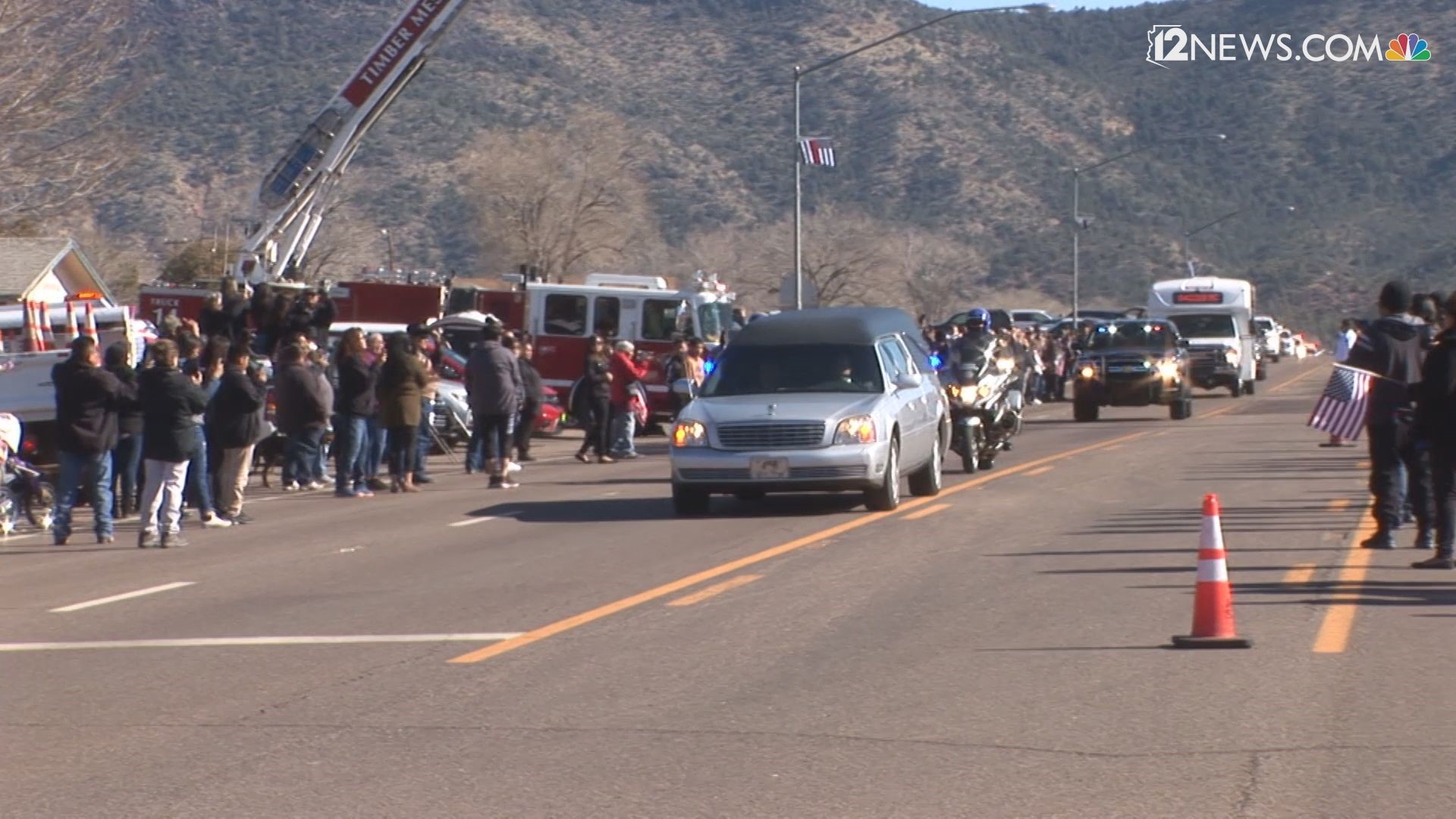 Officer David Kellywood died on Feb. 17, 2020. A procession brought his body to Whiteriver on Thursday. He was called "a fine officer and a genuine man of character.