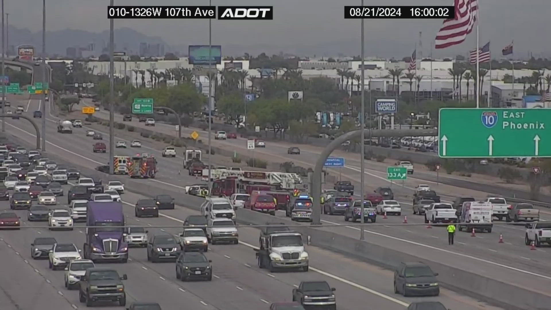 The crash is impacting the eastbound lanes of the I-10.