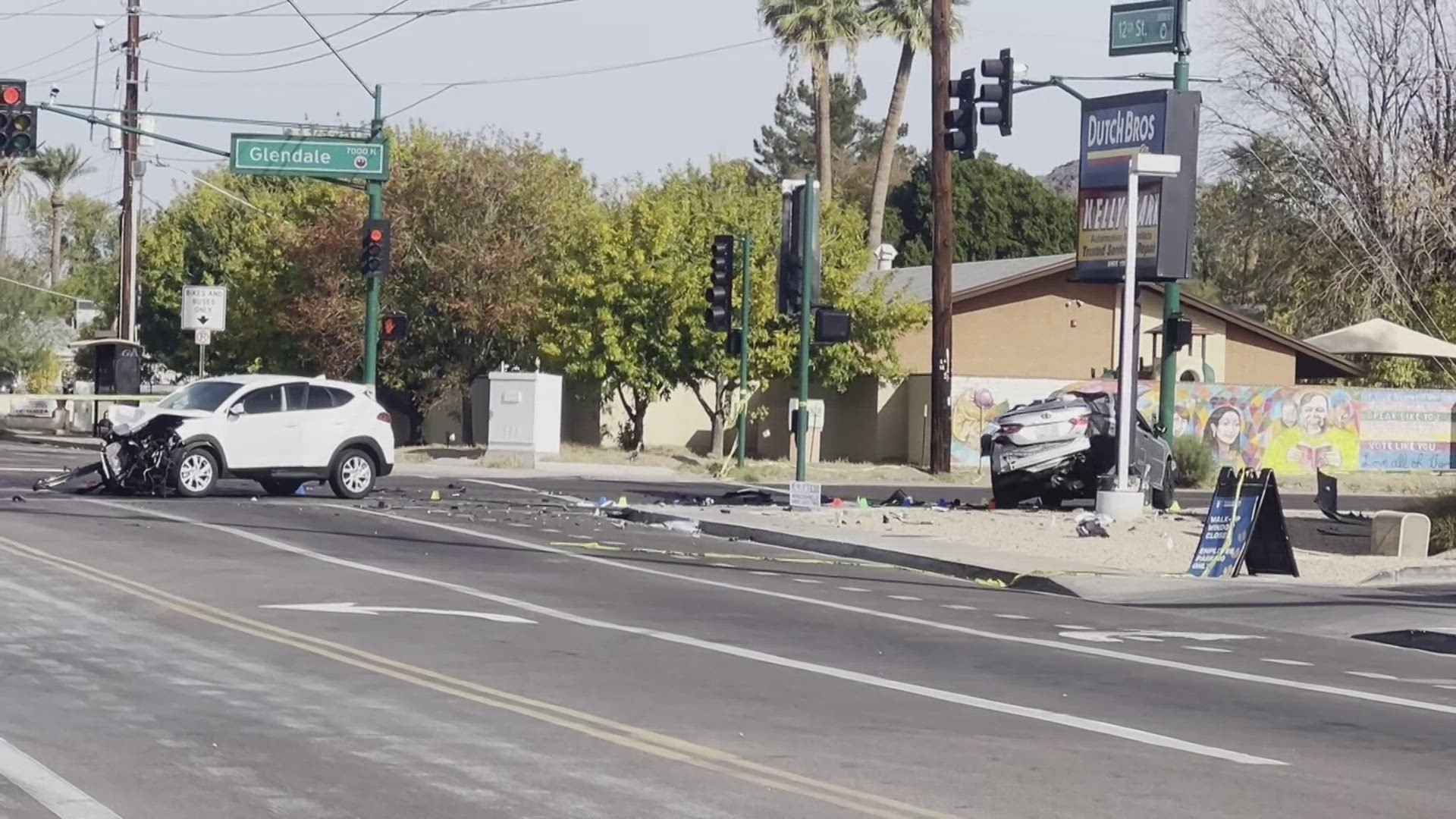 Phoenix Police say a car had been stolen from a neighborhood near 16th Street and Glendale Avenue, but moments later the driver crashed. Here are the latest details.