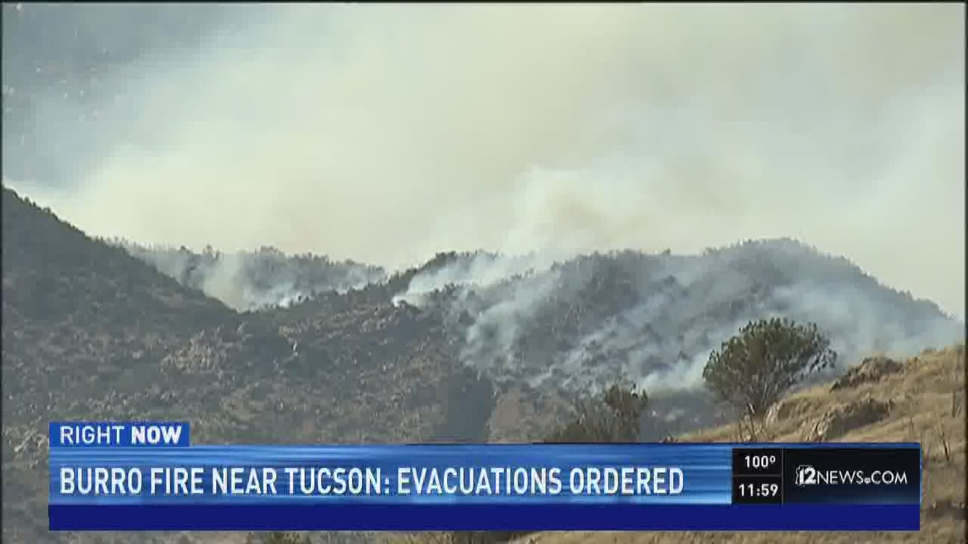 Nearly 200 firefighters are battling the Burro Fire where the town of Summerhaven was evacuated Monday morning.