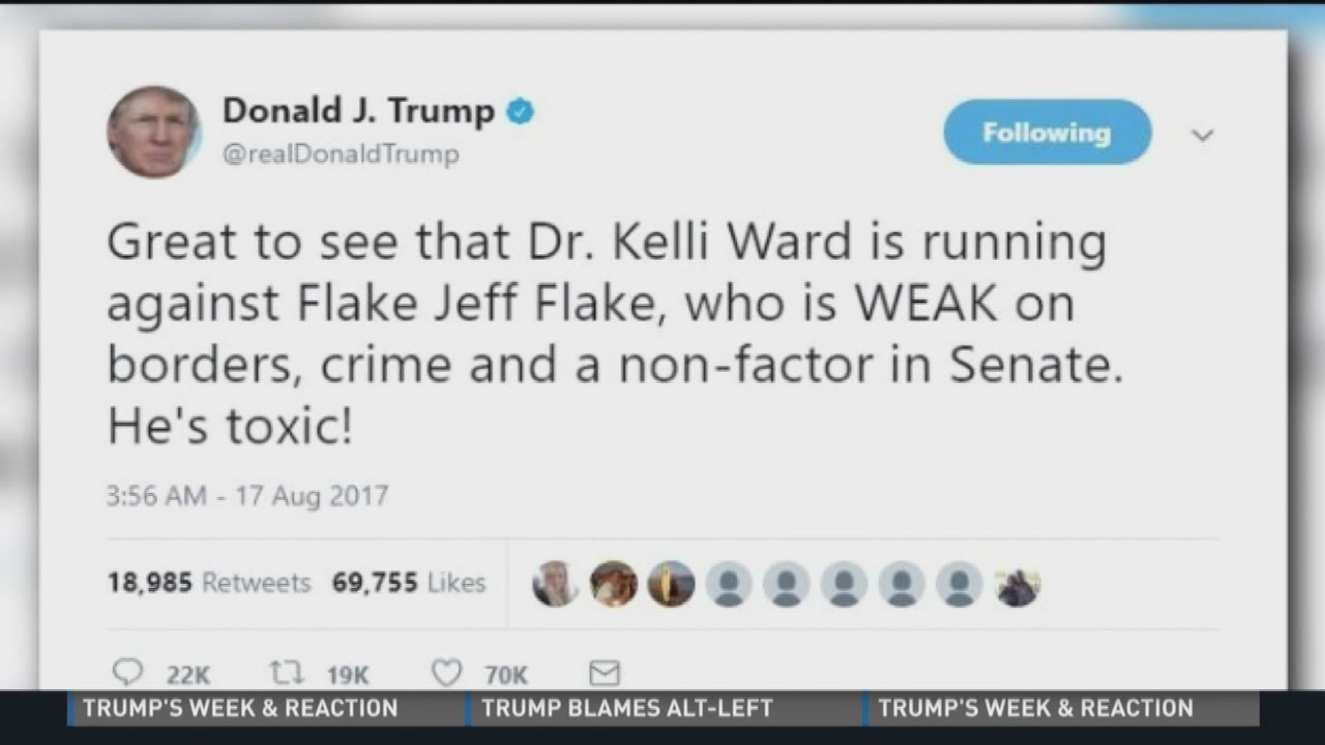 President Trump might endorse a challenger to a fellow Republican, Arizona Sen. Jeff Flake.Our Left/Right debaters discuss whether former state legislator Kelli Ward get the nod?