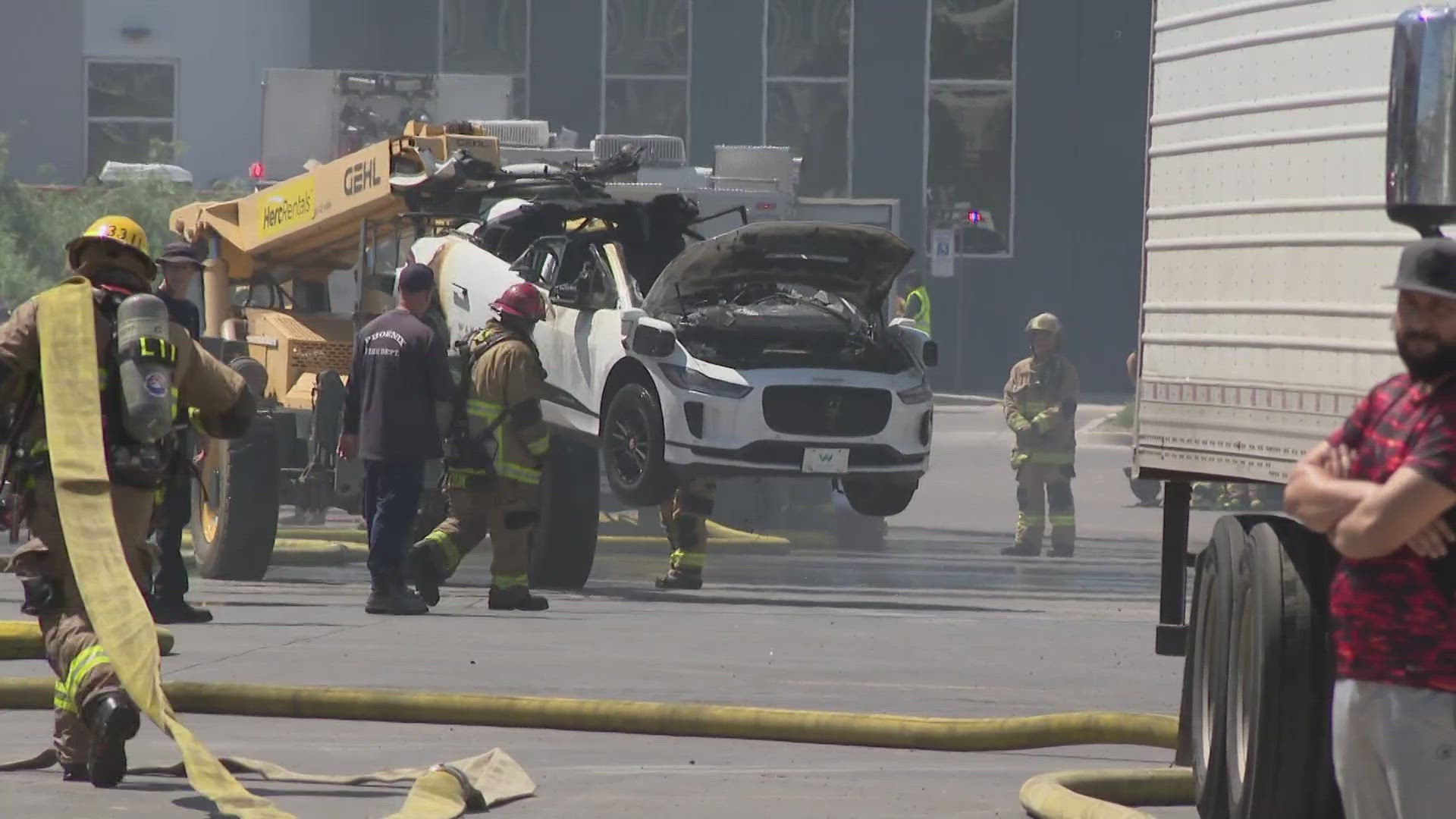 Waymo employees safely evacuated the building and no injuries were reported, according to the Phoenix Fire Department.