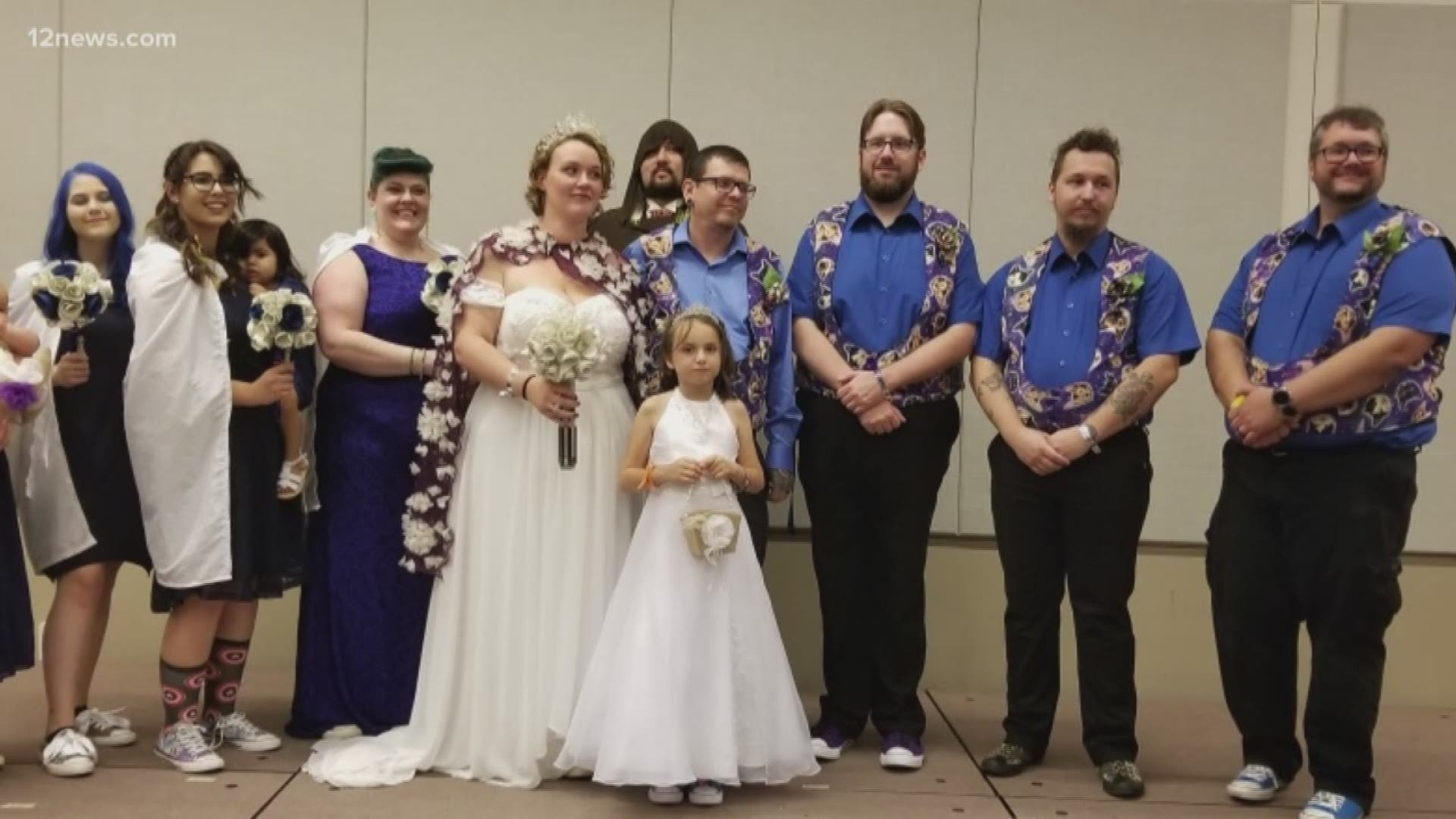 Thousands of like-minded people are flooding downtown Phoenix for Fan Fusion. One couple is bringing their whole crew to watch them get married in their nerdiest best!