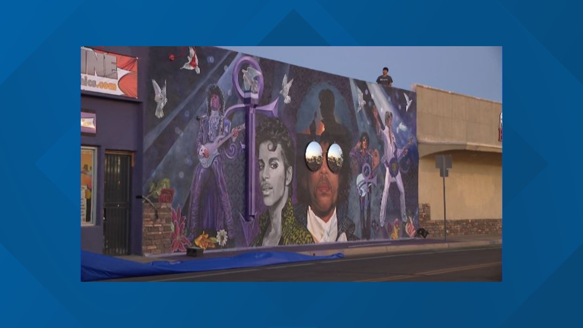 Local artist unveils Prince mural on Grand Avenue in Phoenix