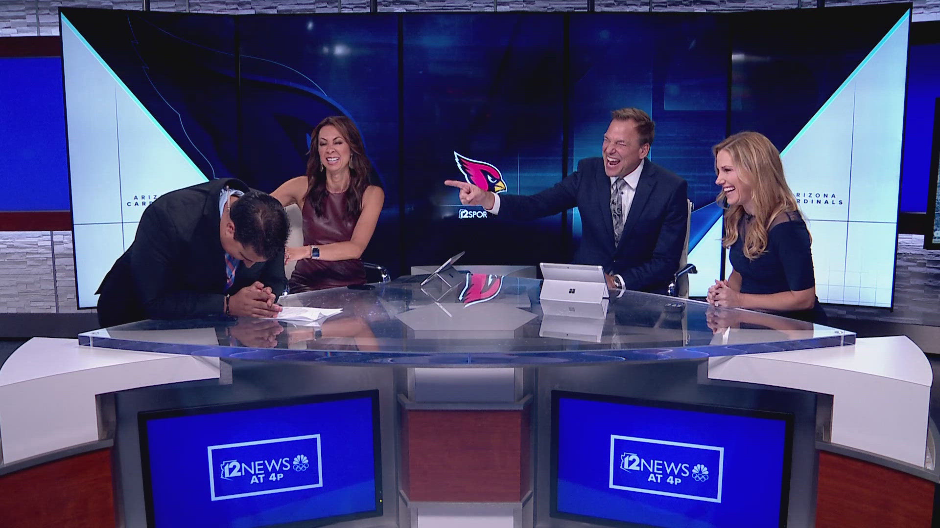 While the Cardinals rookie Marvin Harrison Jr. is still warming up to telling jokes around his teammates, our 12News anchors have no problem cracking a joke.