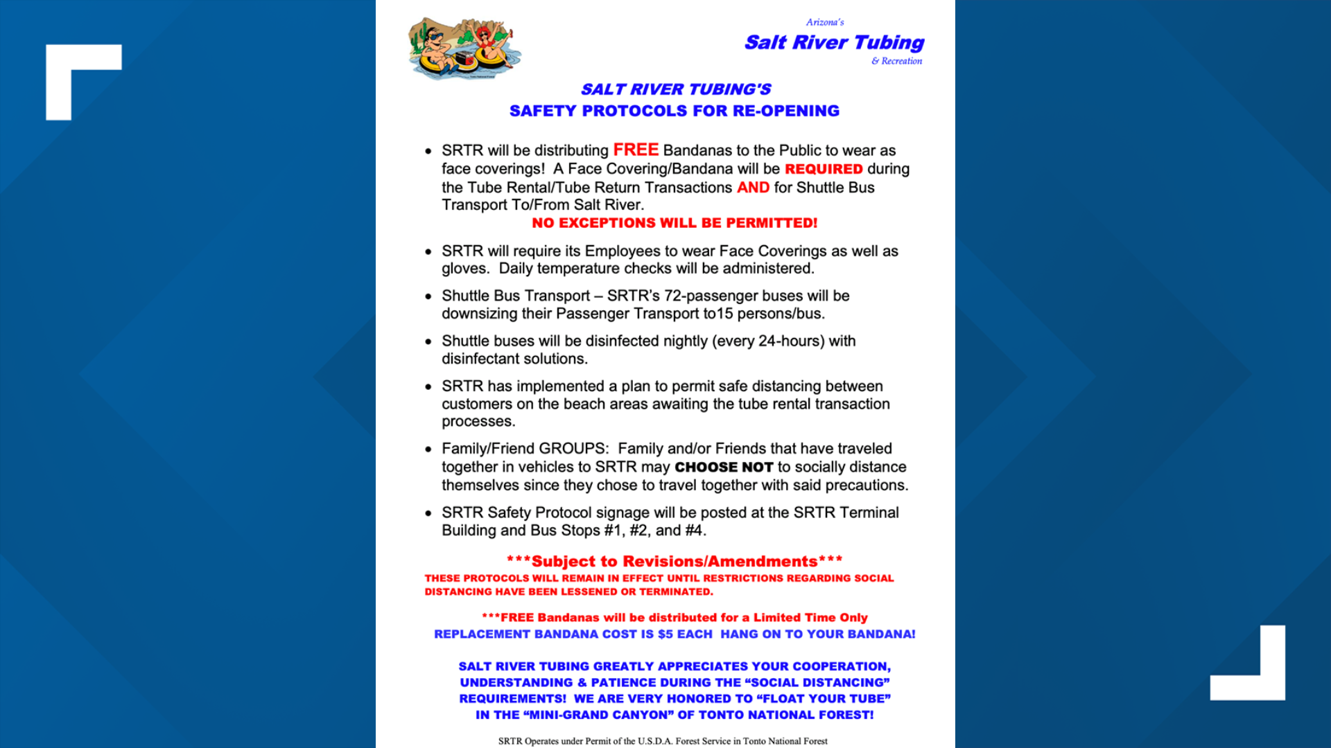 Salt River Tubing to reopen Saturday