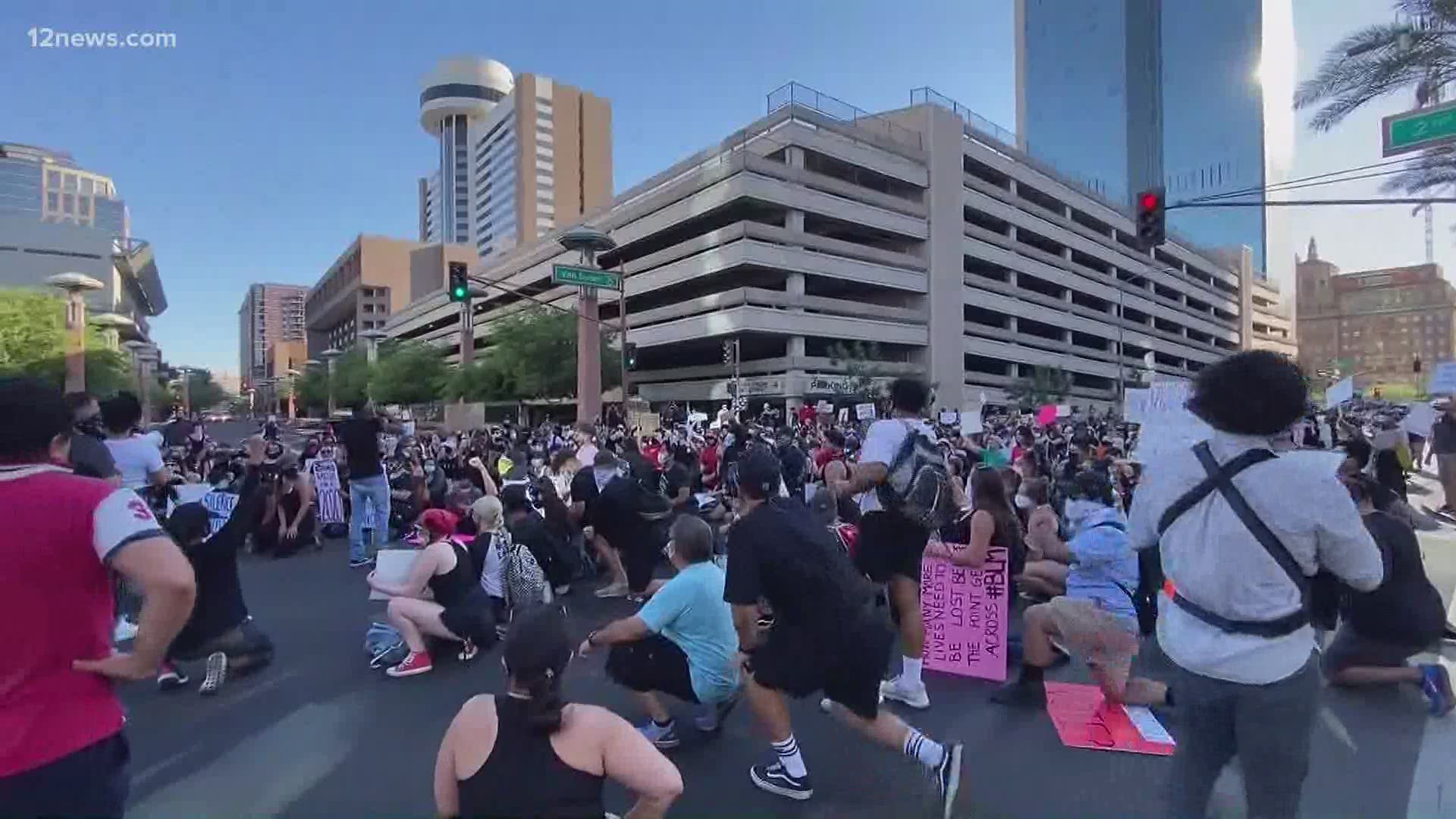 Hundreds of people have gathered in downtown Phoenix for another night of peaceful protests against police brutality.
