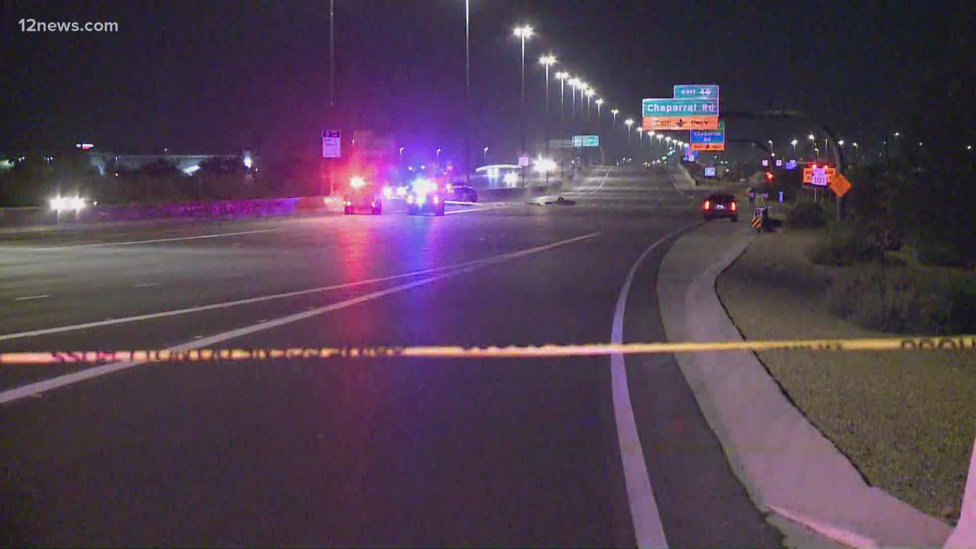Loop 101 northbound at Indian School Road was closed early Thursday due to a series of crashes. There was no estimated reopening time.