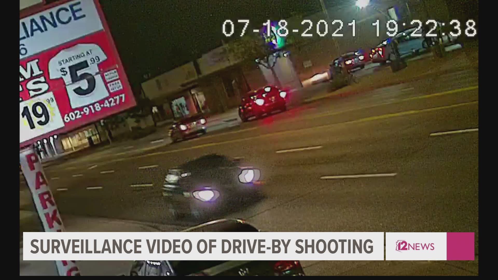 Police recently released surveillance video footage connected to a drive-by shooting incident in Phoenix near a food truck event in July. Tram Mai has the update.
