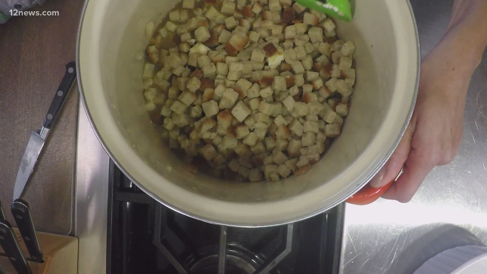 Team 12's Rachel McNeill is taking us along as she makes her mother's spicy oyster stuffing for the holidays.